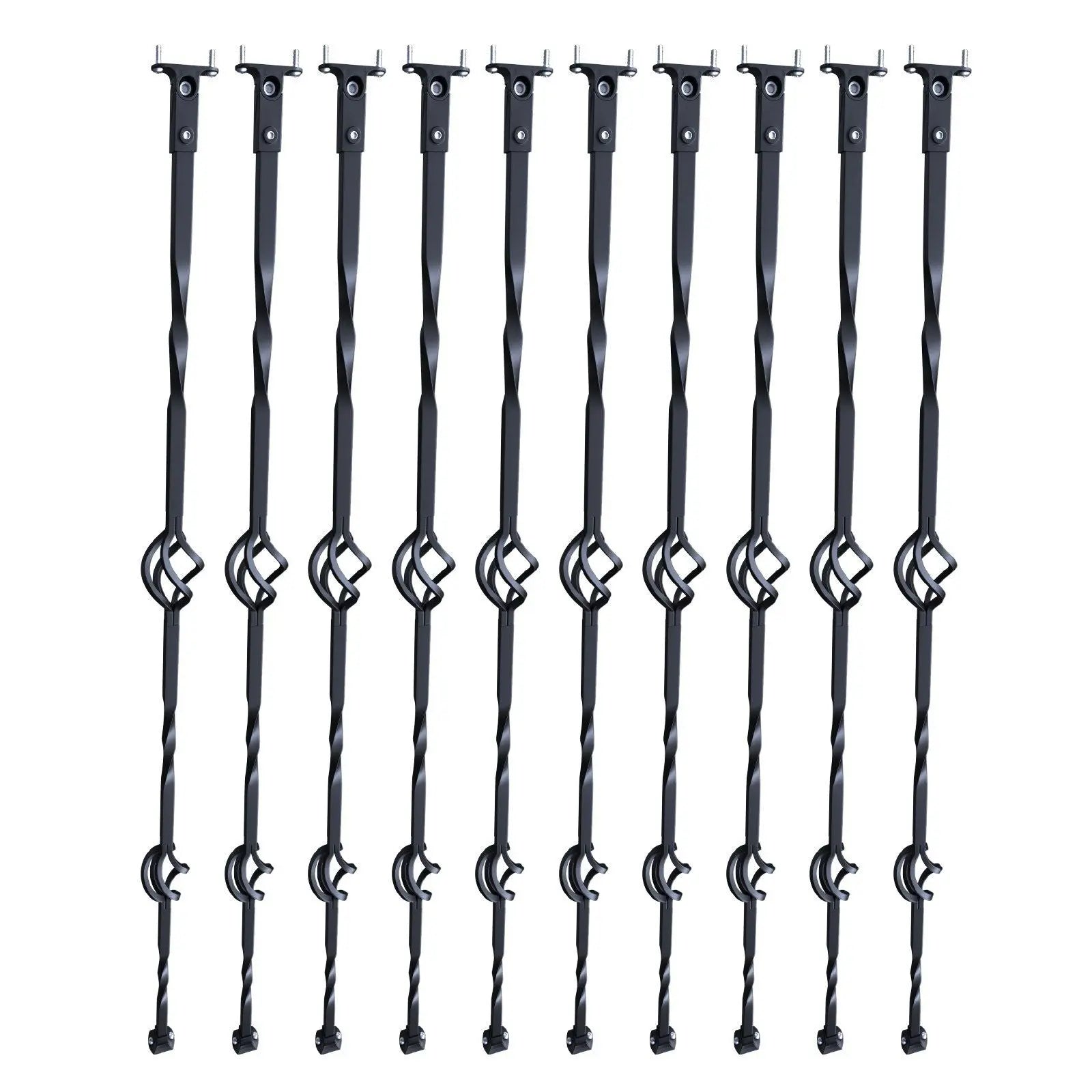Staircase Metal Balusters, 44'' x 1/2" Galvanized Steel Decorative Banister Spindles, 10 Pack Deck Baluster with Hollow Double Baskets, Spiral Stair Railing with Shoes & Screws Wholesale Hub