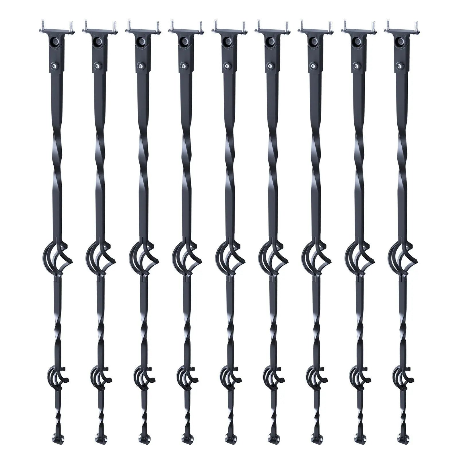 Staircase Metal Balusters, 44'' x 1/2" Galvanized Steel Decorative Banister Spindles, 10 Pack Deck Baluster with Hollow Double Baskets, Spiral Stair Railing with Shoes & Screws Wholesale Hub