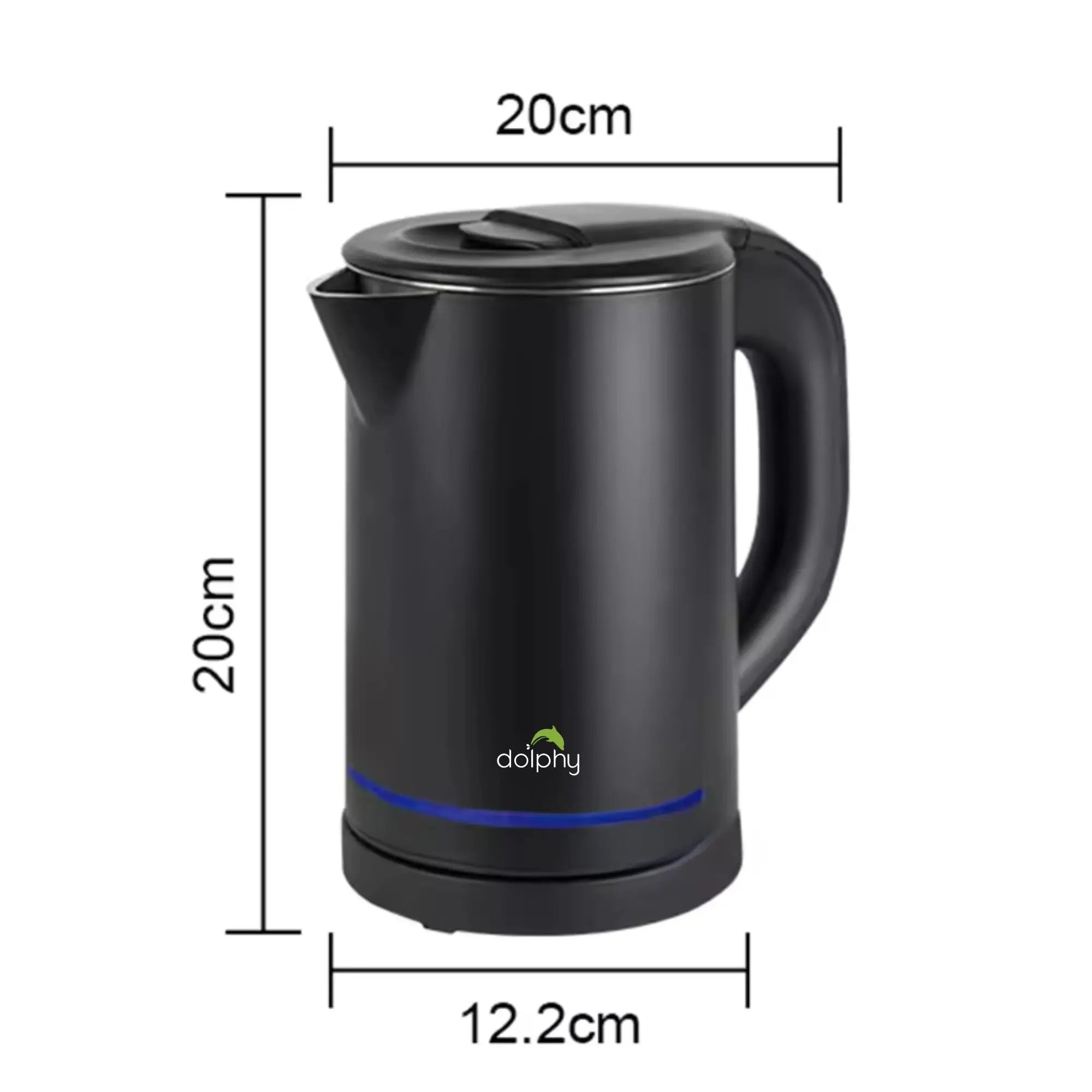 0.8L Electric Kettle Matt Black With Light Design Wholesale Hub