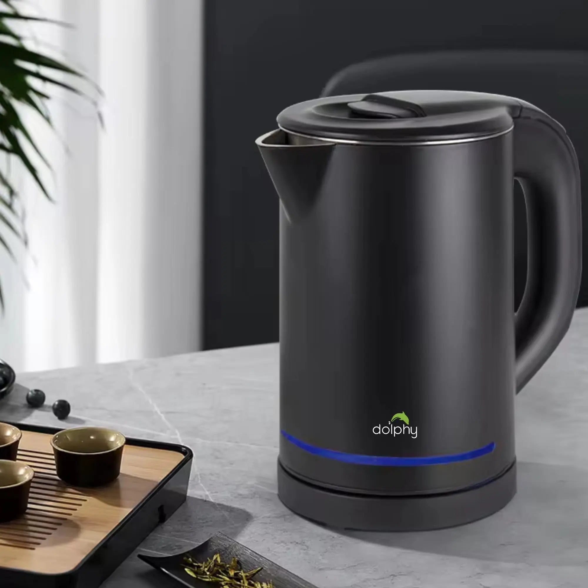 0.8L Electric Kettle Matt Black With Light Design Wholesale Hub