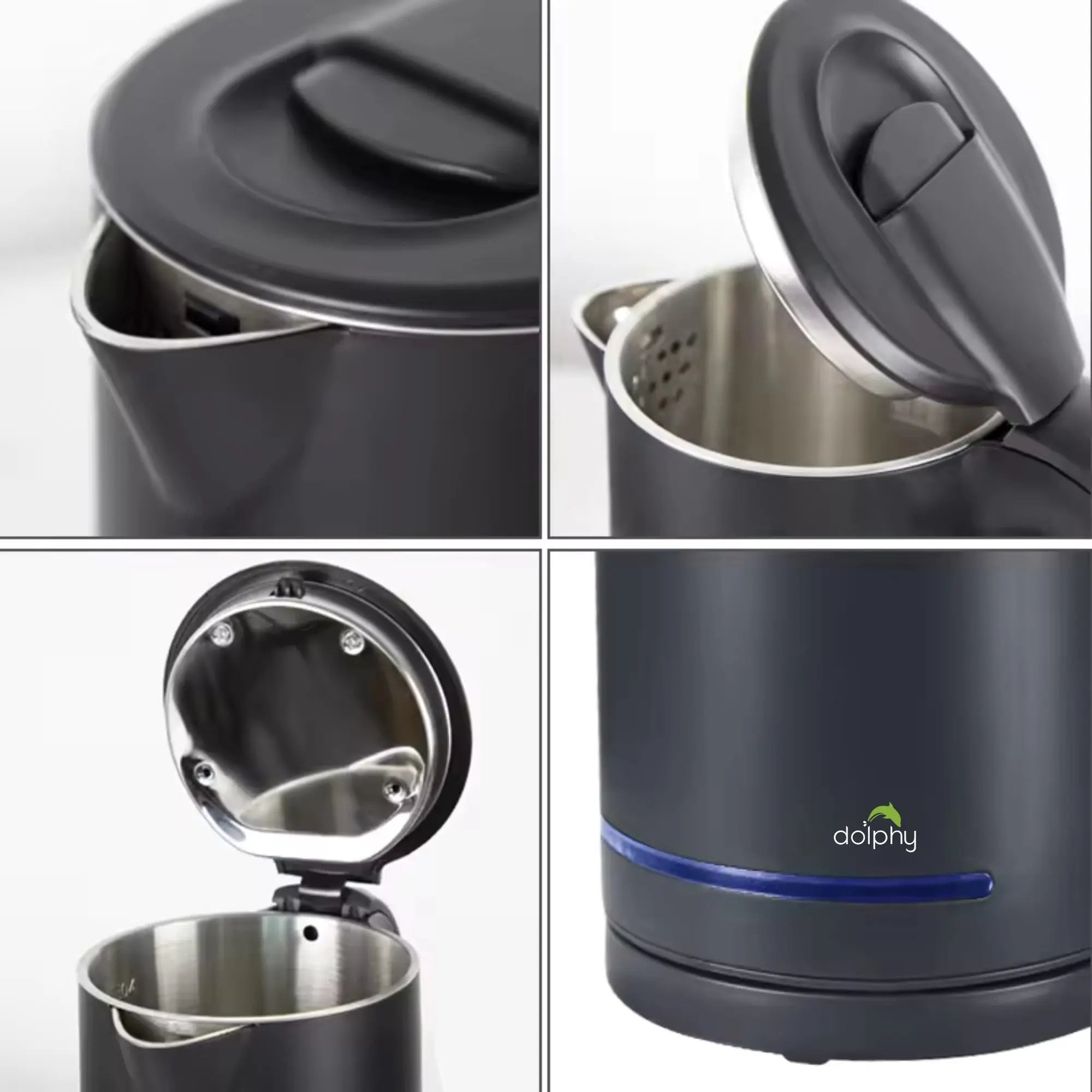 0.8L Electric Kettle Matt Black With Light Design Wholesale Hub