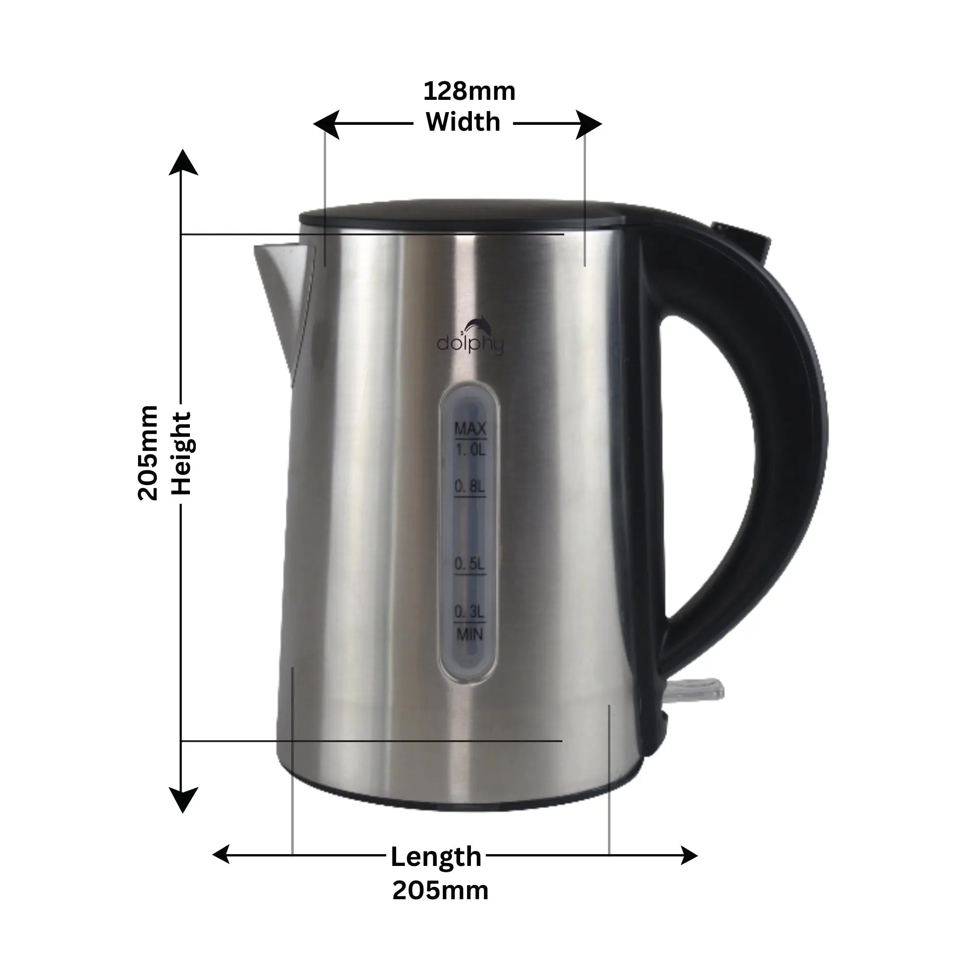 1.0L Brushed Silver Stainless Steel Kettle Wholesale Hub