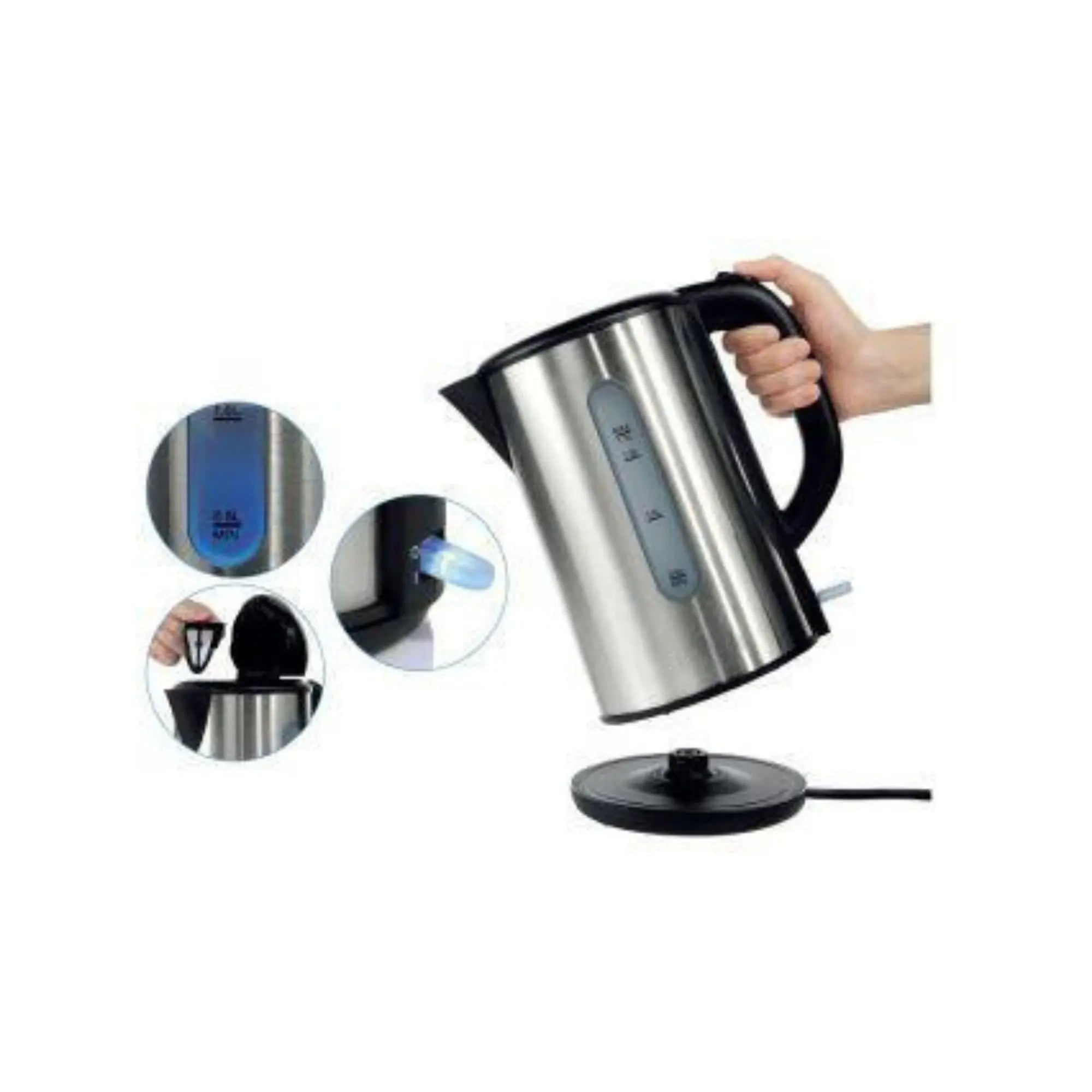 1.0L Brushed Silver Stainless Steel Kettle Wholesale Hub