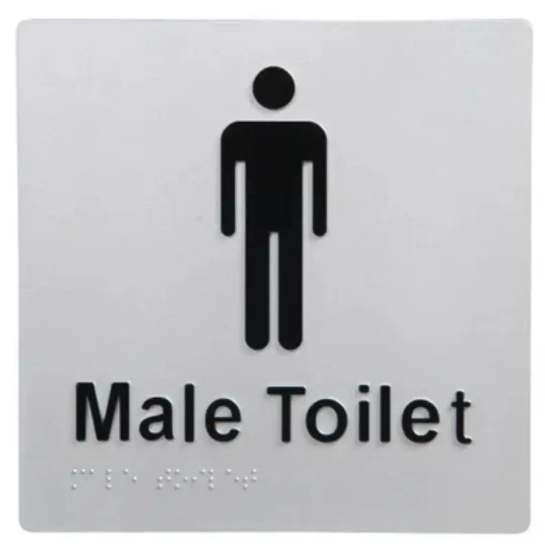 Male Toilet Braille Sign Silver / Black Wholesale Hub