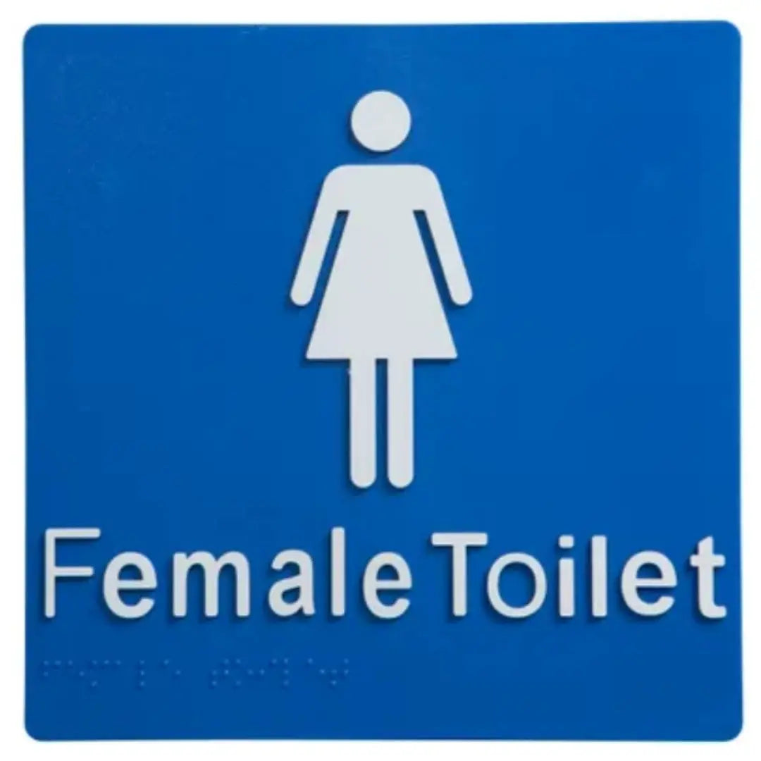 Female Toilet Braille Sign Blue / White Wholesale Hub