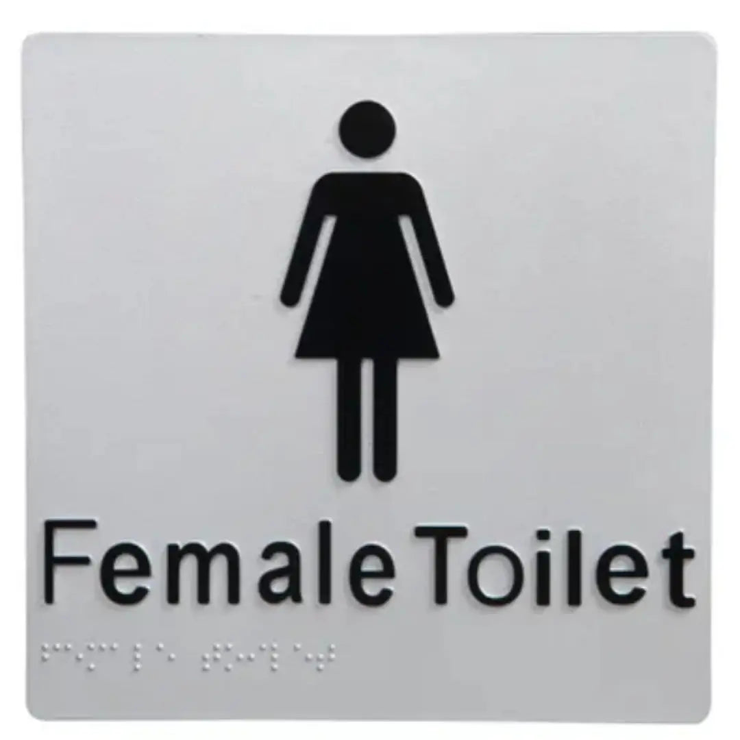 Female Toilet Braille Sign Silver / Black Wholesale Hub