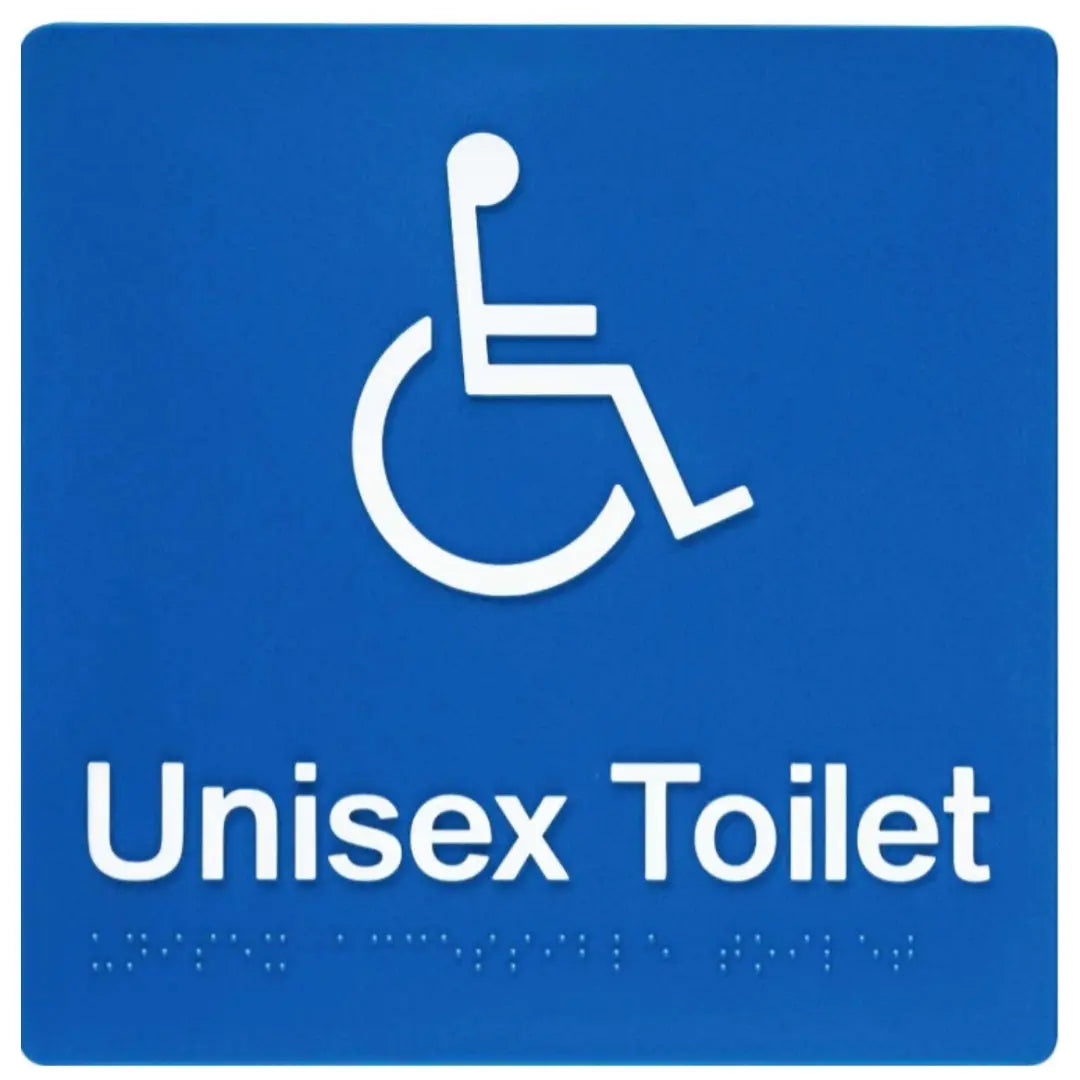 Unisex Disabled Toilet Braille Sign Blue / White Wholesale Hub