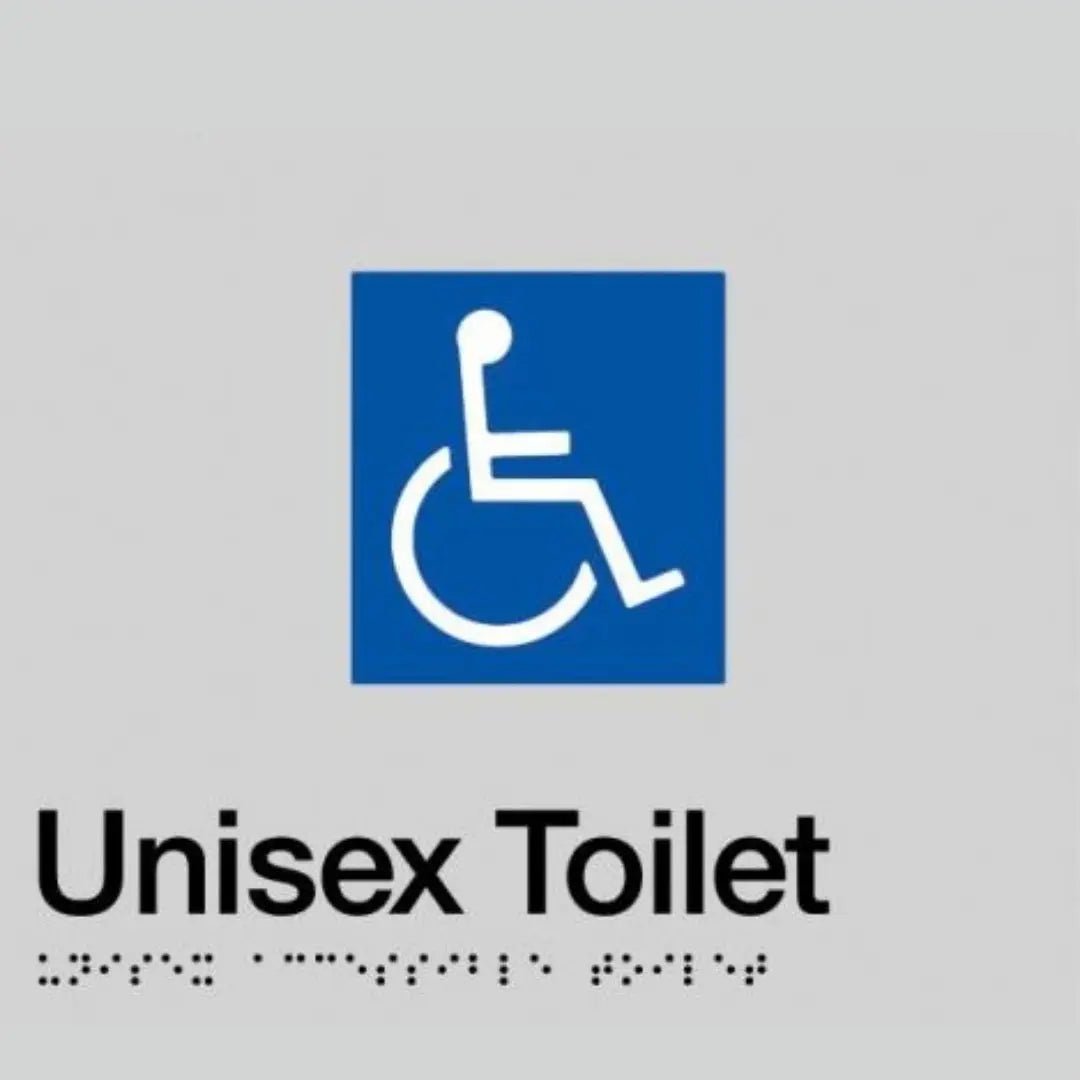 Unisex Disabled Toilet Braille Sign Silver / Black Wholesale Hub