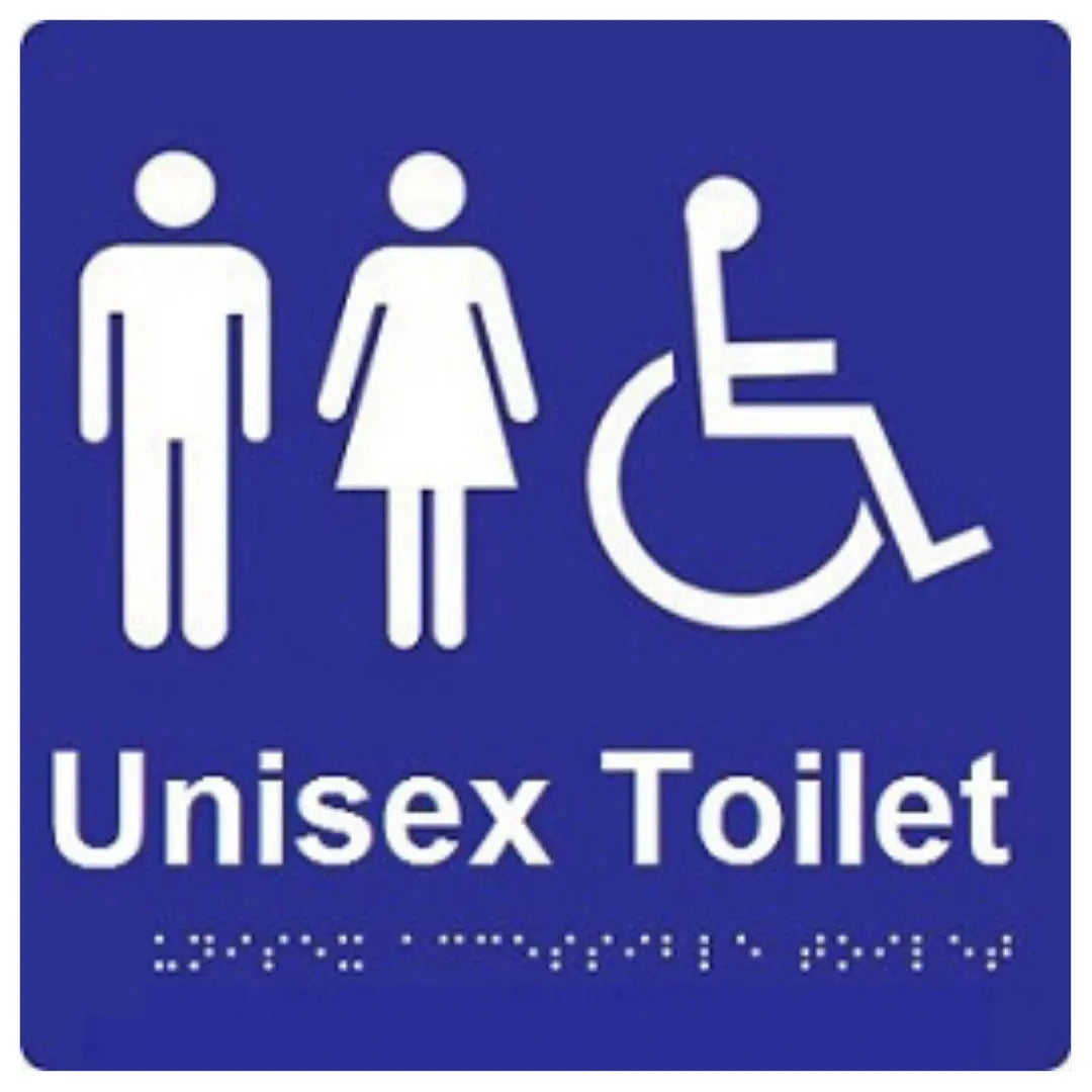 Unisex Accessible Toilet Braille Sign Blue / White Wholesale Hub