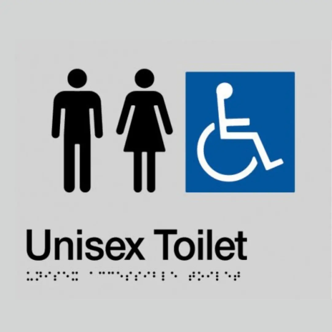 Unisex Toilet Braille Sign Silver/Black Wholesale Hub