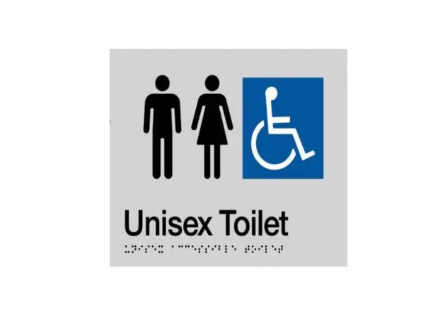 Unisex Toilet Braille Sign Silver/Black Wholesale Hub