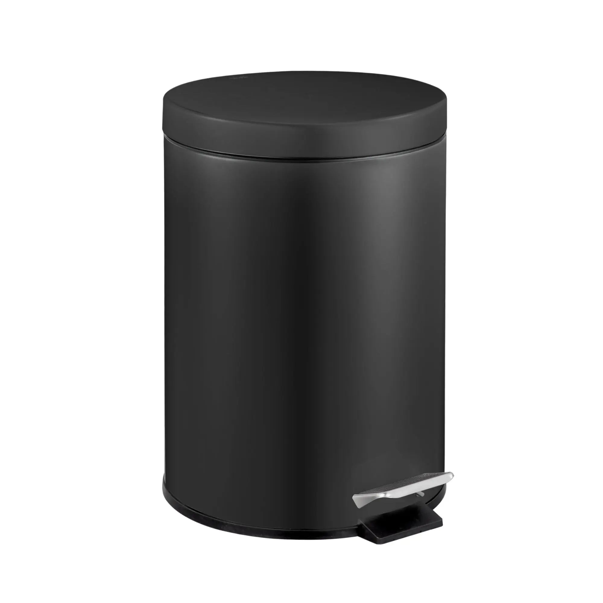 5L Round Stainless Steel Pedal Bin - Black Wholesale Hub