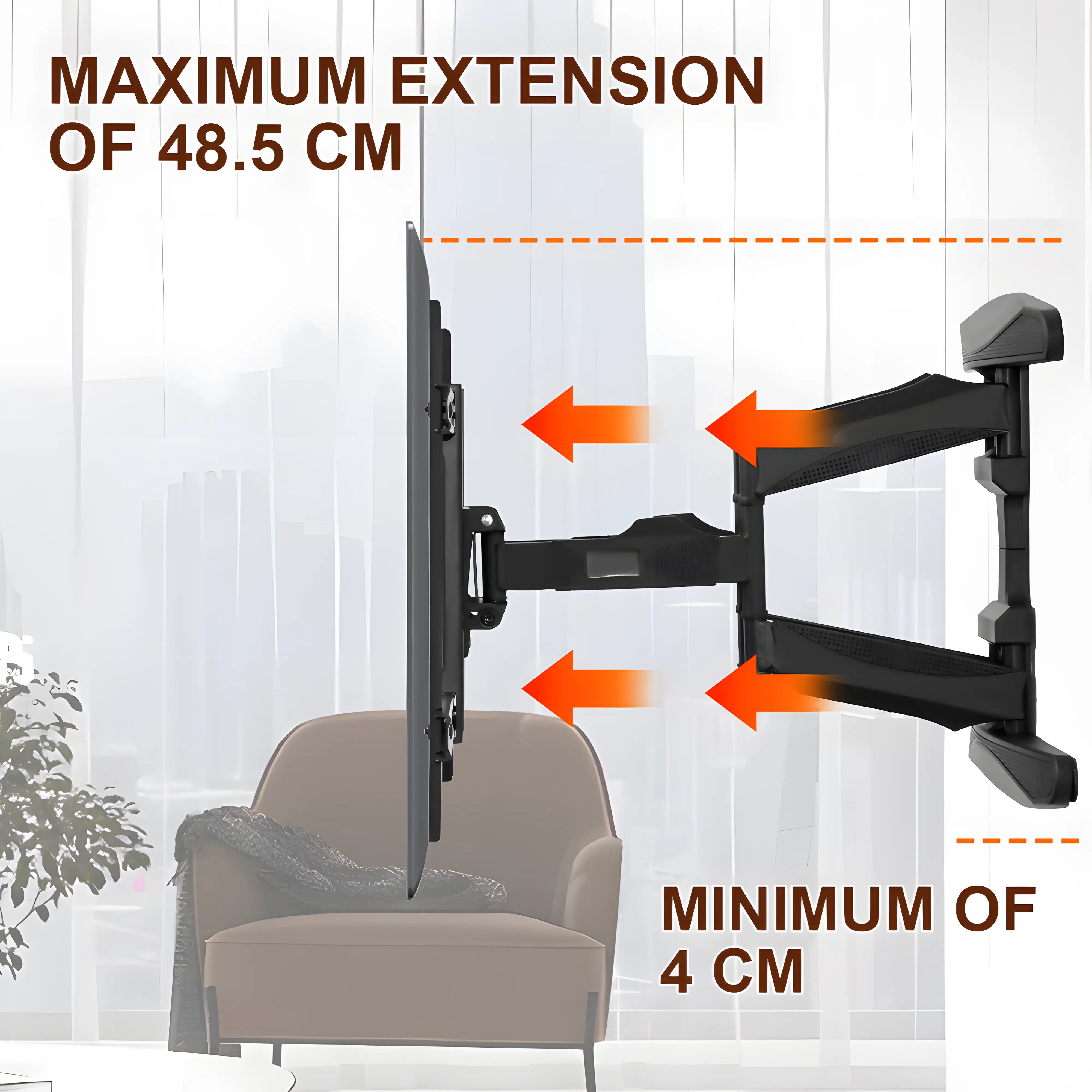 Telescopic Swivel and Tilt TV Monitor Wall Mount Bracket Load up to 85kg Full Motion Long Arm Bracket Max 48.5cm Extension For Most 32-80 inch Flat TVs Wholesale Hub