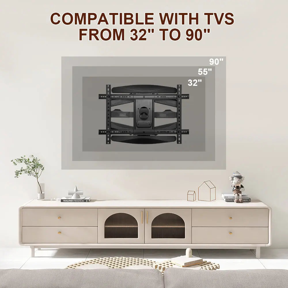 Telescopic Swivel and Tilt TV Monitor Wall Mount Bracket Load up to 85kg Full Motion Long Arm Bracket Max 48.5cm Extension For Most 32-80 inch Flat TVs Wholesale Hub