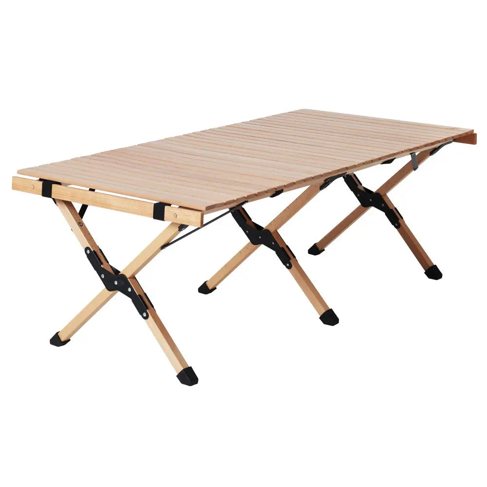 Gardeon Outdoor Furniture Wooden Egg Roll Picnic Table Camping Desk 120CM Wholesale Hub