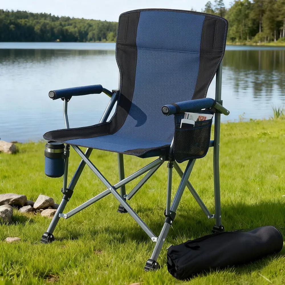 Weisshorn Camping Chair Folding Outdoor Portable Seat Lightweight Beach Picnic Fishing Capacity 120KG Navy Blue Wholesale Hub