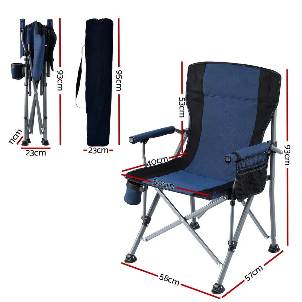 Weisshorn Camping Chair Folding Outdoor Portable Seat Lightweight Beach Picnic Fishing Capacity 120KG Navy Blue Wholesale Hub