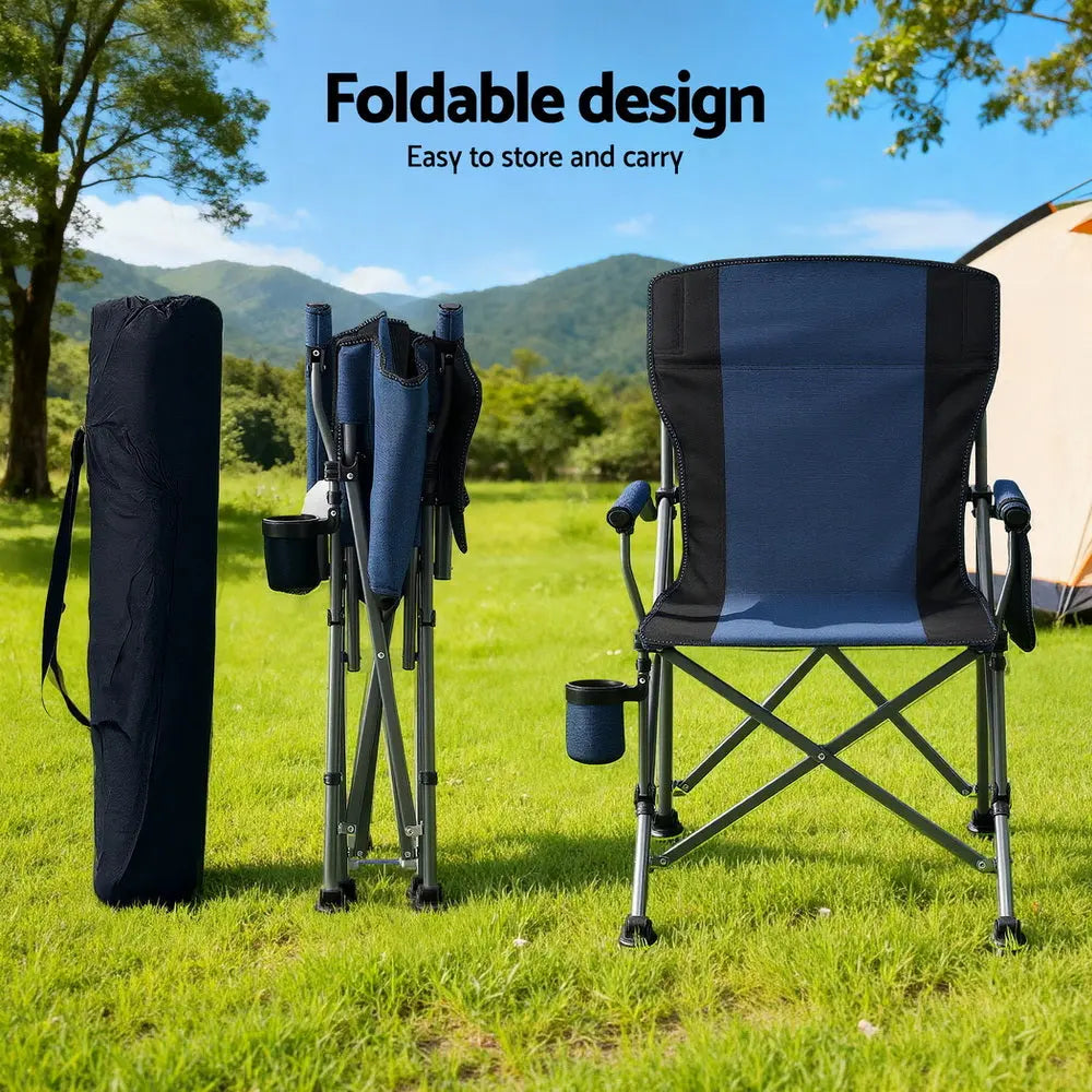 Weisshorn Camping Chair Folding Outdoor Portable Seat Lightweight Beach Picnic Fishing Capacity 120KG Navy Blue Wholesale Hub