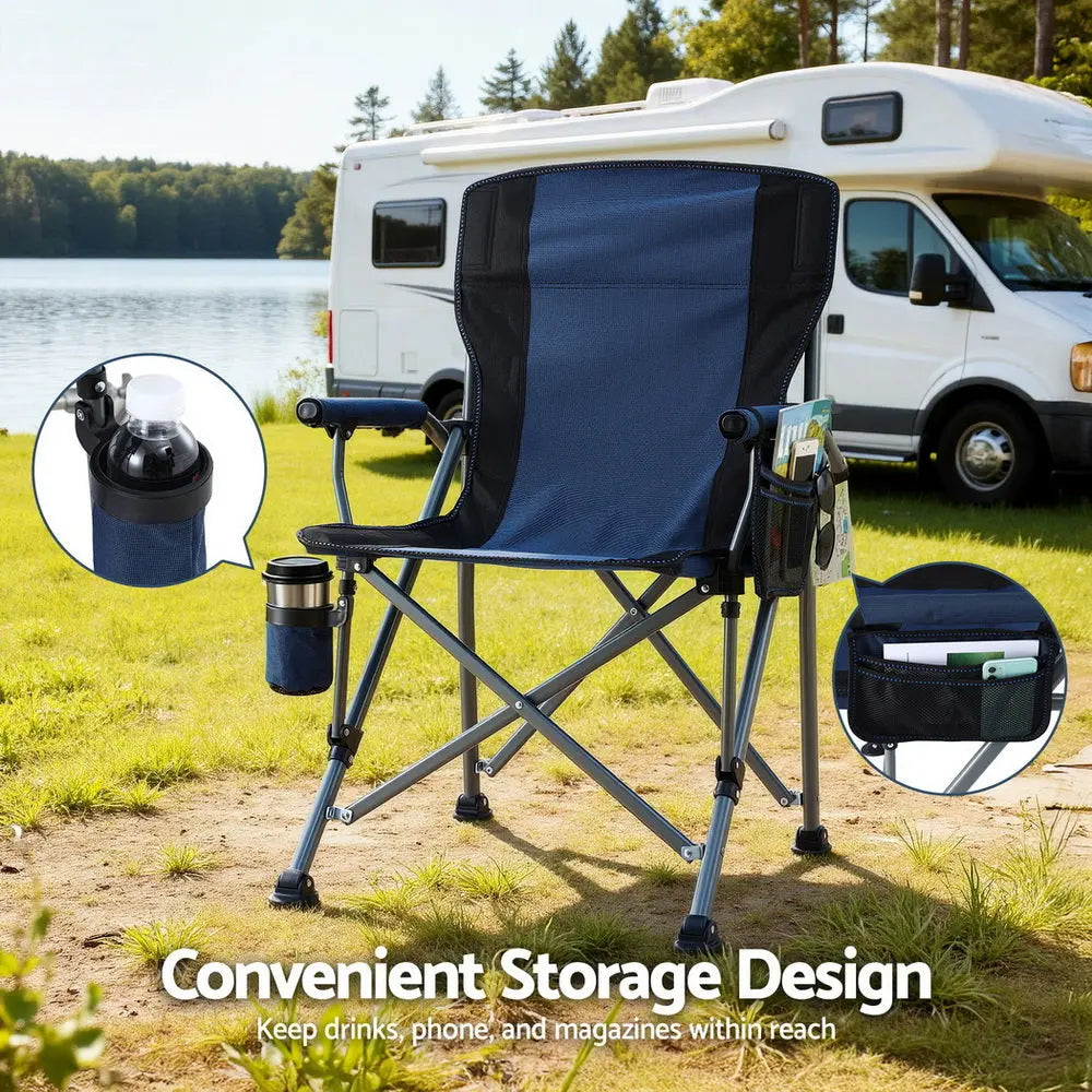 Weisshorn Camping Chair Folding Outdoor Portable Seat Lightweight Beach Picnic Fishing Capacity 120KG Navy Blue Wholesale Hub