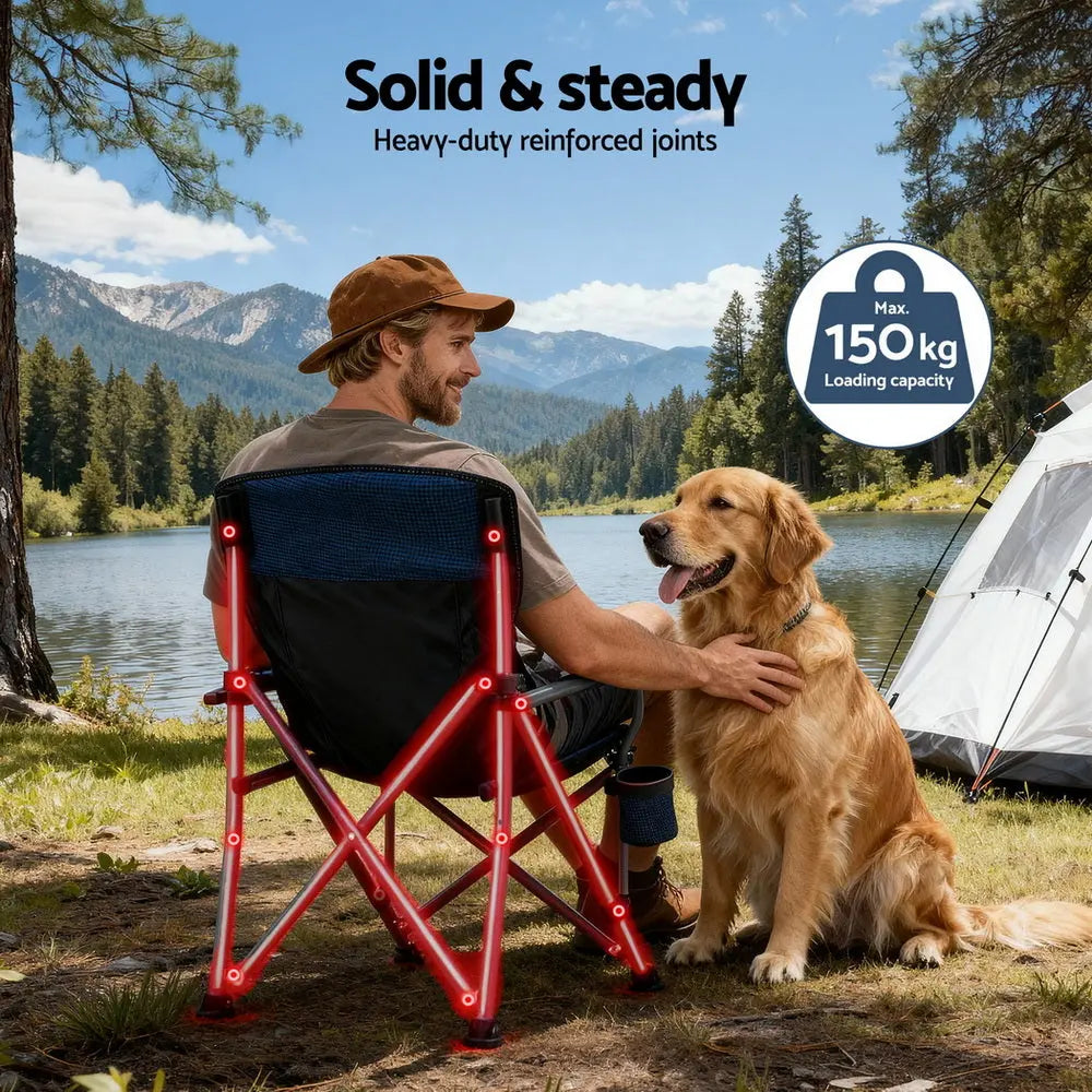 Weisshorn Camping Chair Folding Outdoor Portable Seat Lightweight Beach Picnic Fishing Capacity 120KG Navy Blue Wholesale Hub