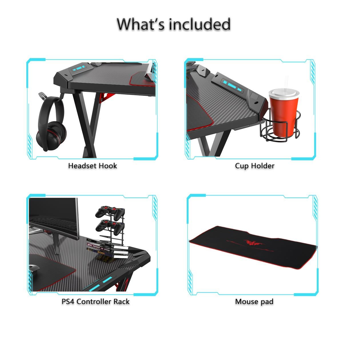Eureka Ergonomic Z1-S Gaming Desk with LED Lights