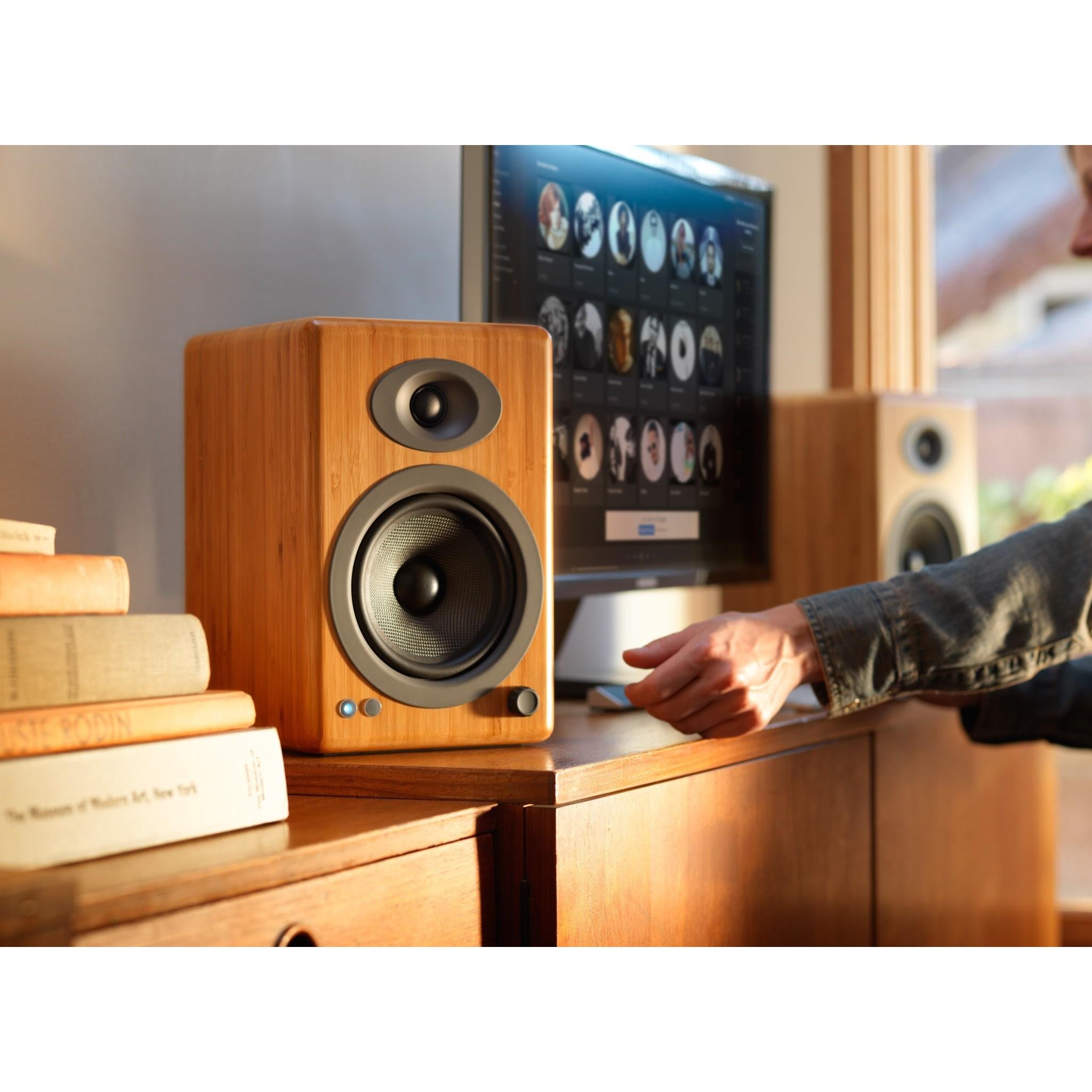 Audioengine A5+ Wireless Powered Bookshelf Speakers (Solid Bamboo)