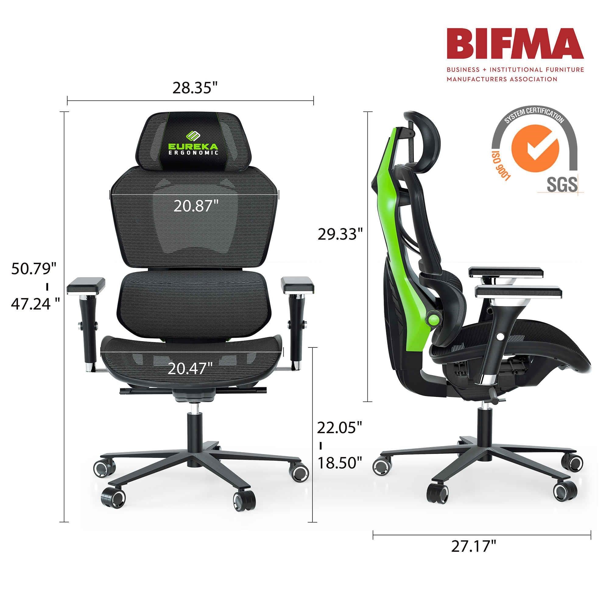 Eureka GC05 Typhon Series Ergonomic Mesh Gaming / Office Chair (Black/Green)