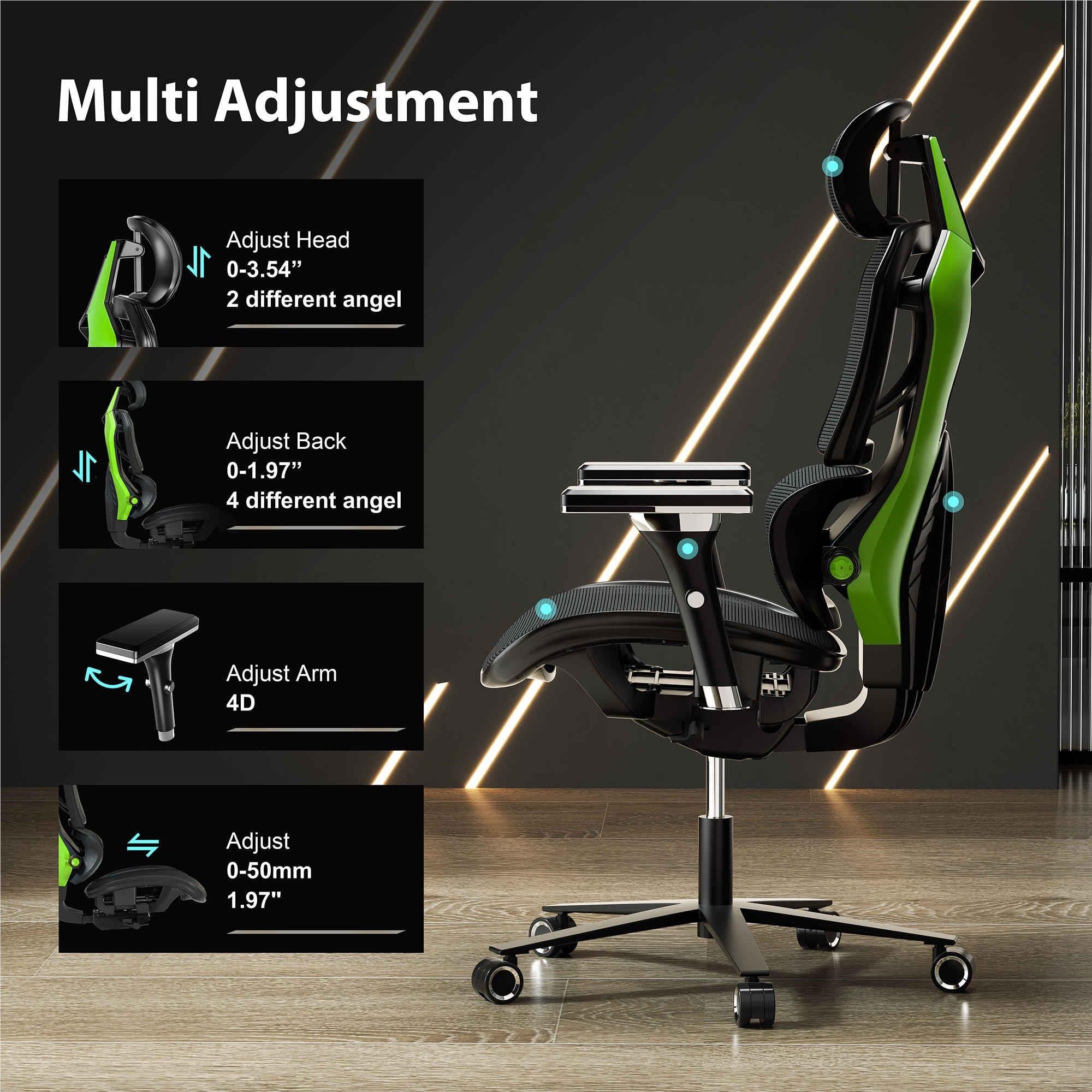 Eureka GC05 Typhon Series Ergonomic Mesh Gaming / Office Chair (Black/Green)