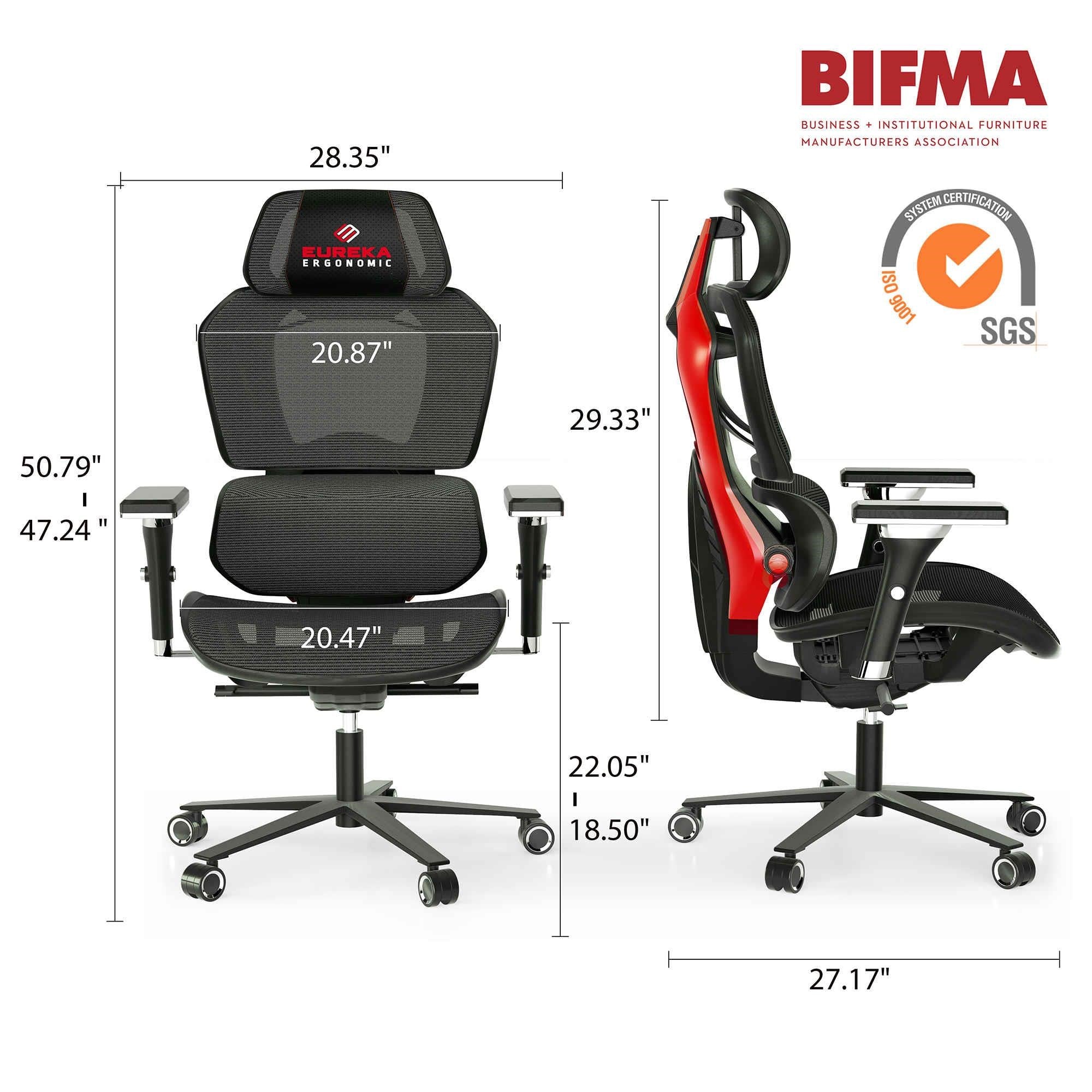 Eureka GC05 Typhon Series Ergonomic Mesh Gaming / Office Chair (Black/Red)