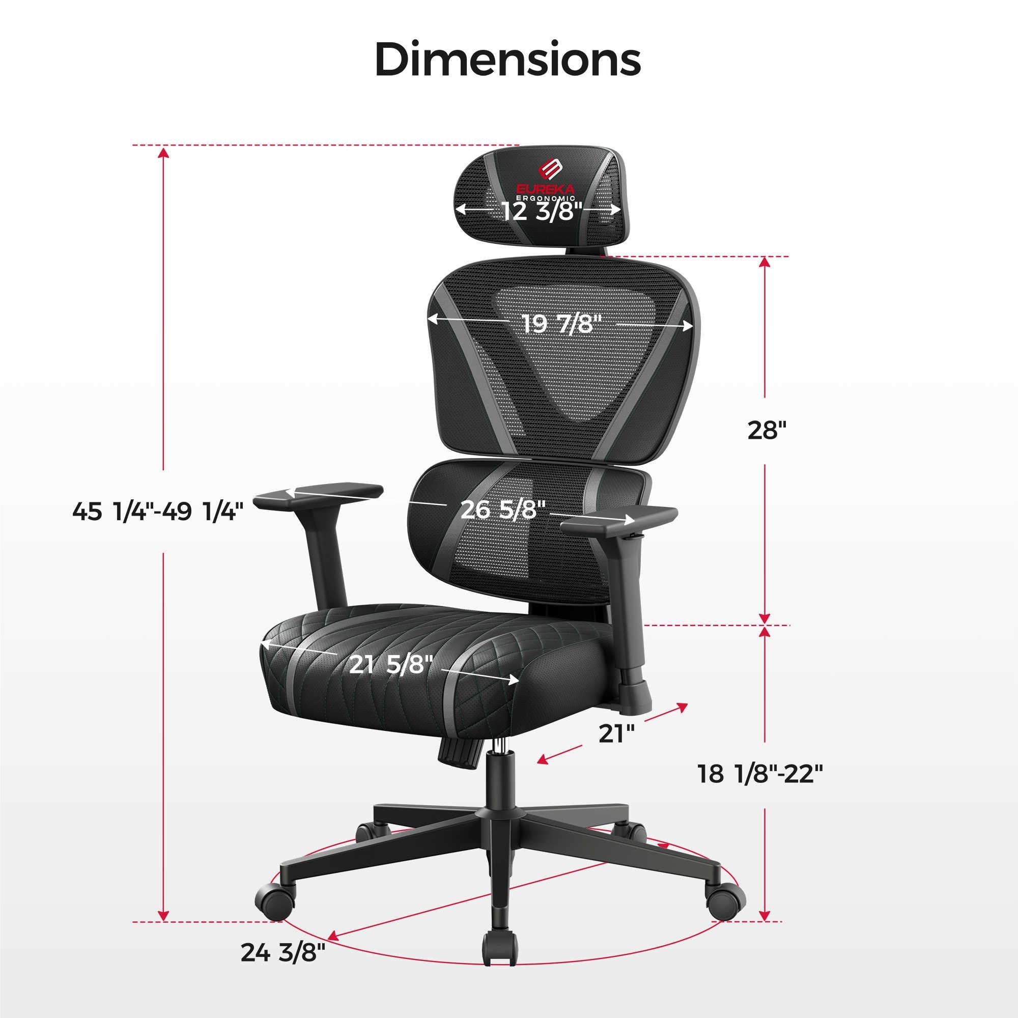 Eureka GC06 NORN Series Ergonomic Gaming / Office Chair (Black/Red)