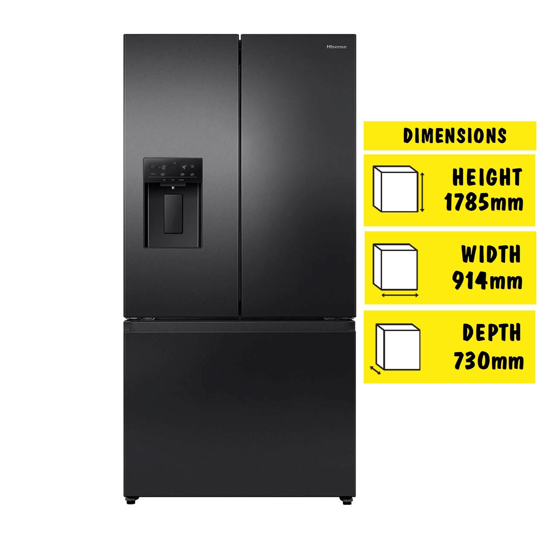 Hisense HRFD634BW 634L PureFlat French Door Fridge (Dark Stainless Steel)