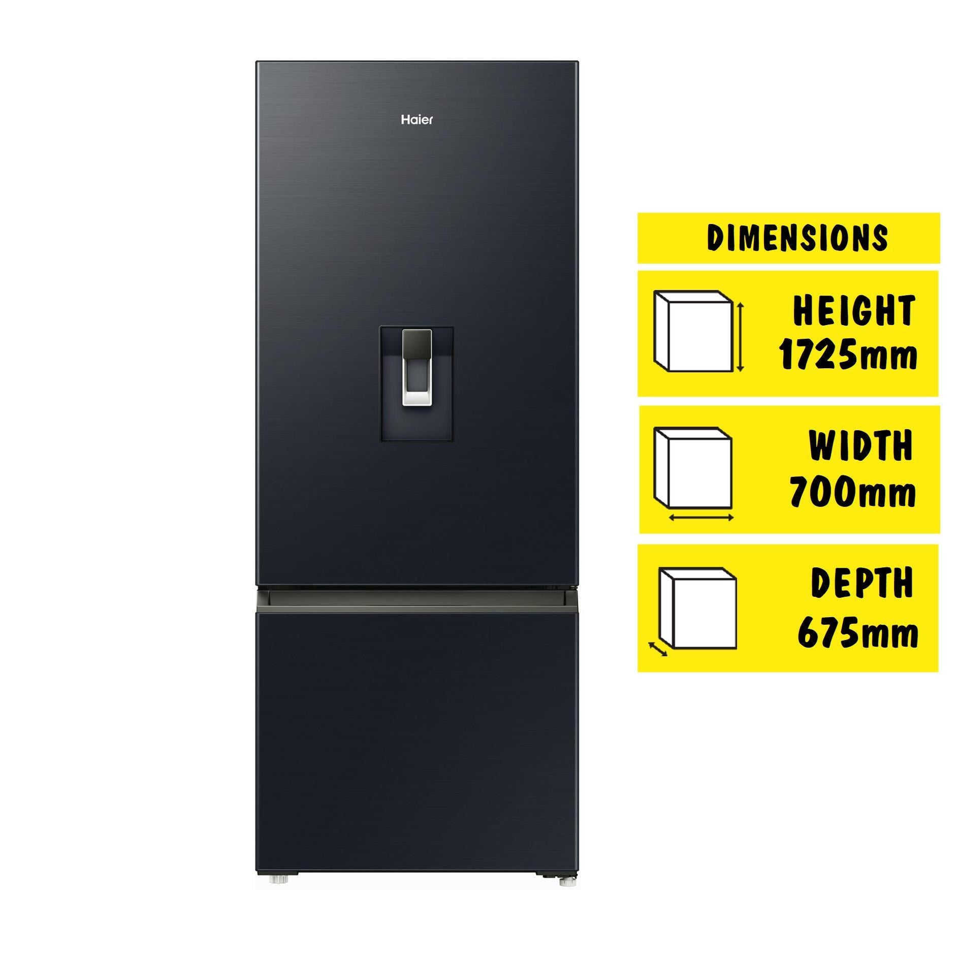 Haier HRF420BHC 431L Bottom Mount Fridge with Water (Black)
