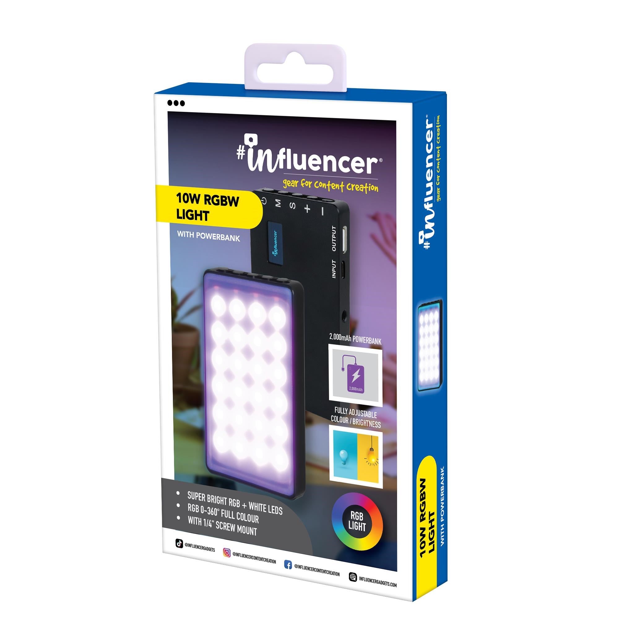 Influencer 10w RGBW Light with 2000mAH Powerbank