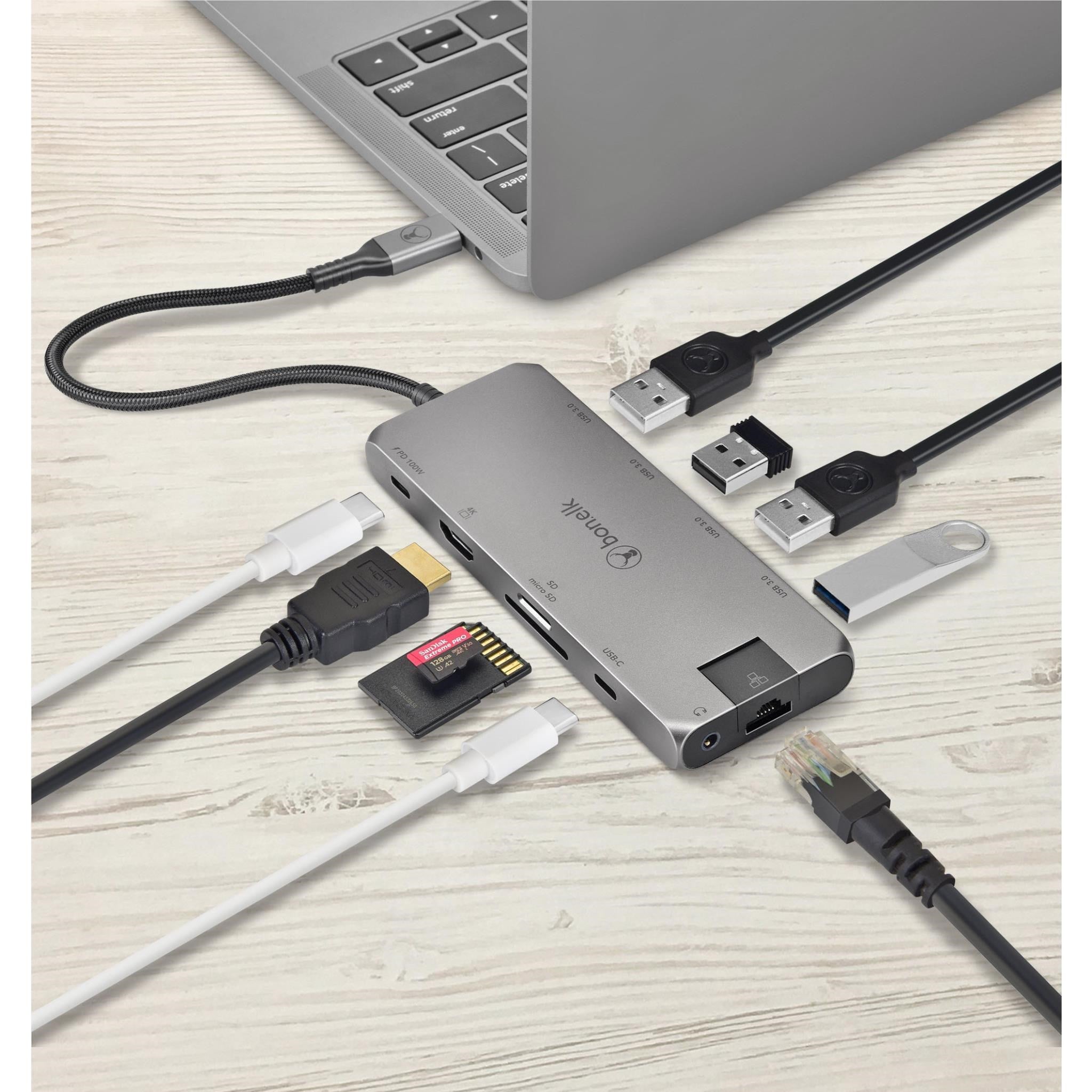 Bonelk Long-Life 11-in-1 Multiport USB-C Hub (Space Grey)