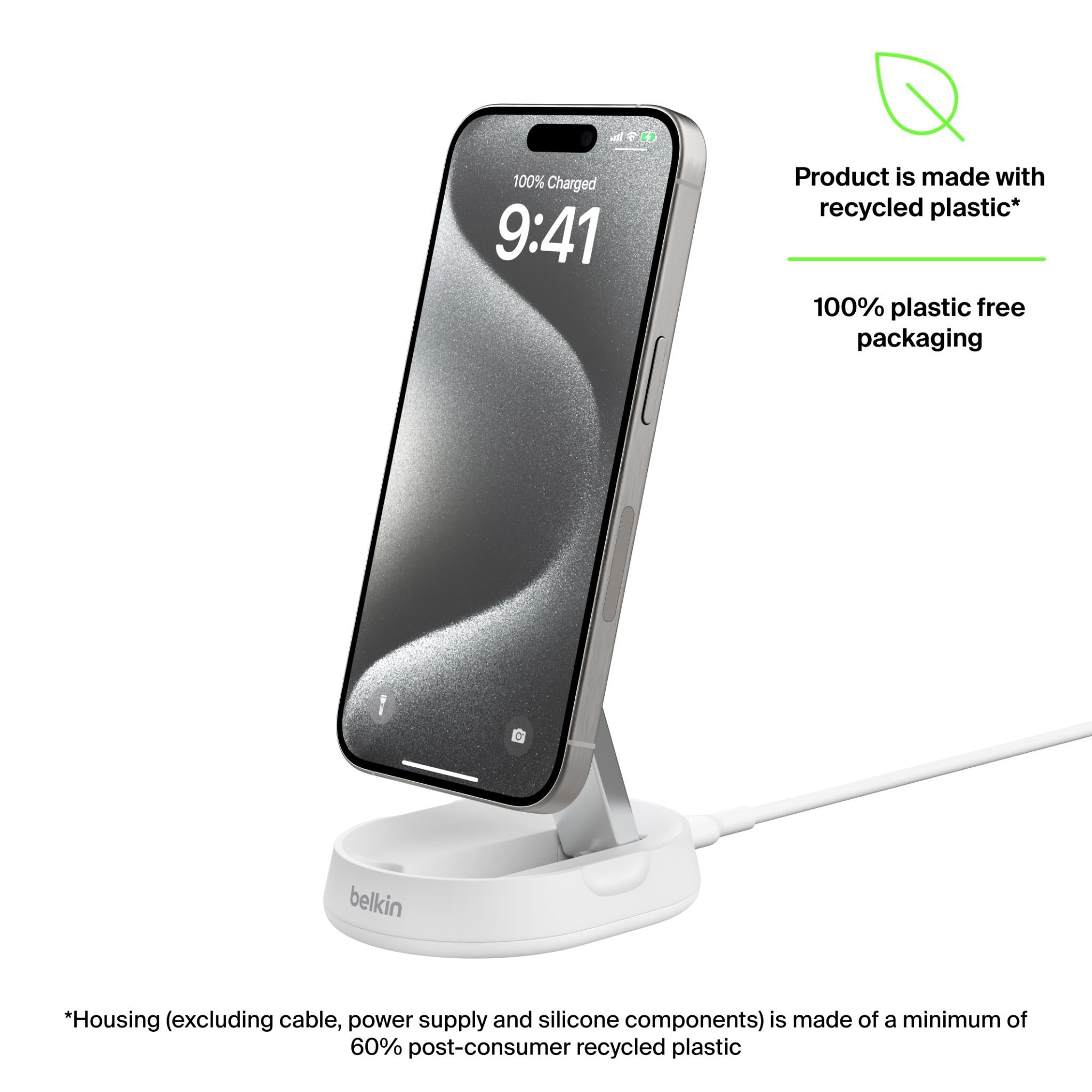 Belkin BoostCharge Pro Convertible Magnetic Qi2 Charging Stand (White)