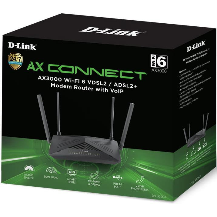 D-Link DSL-X3052E AX3000 Wi-Fi 6 Modem Router