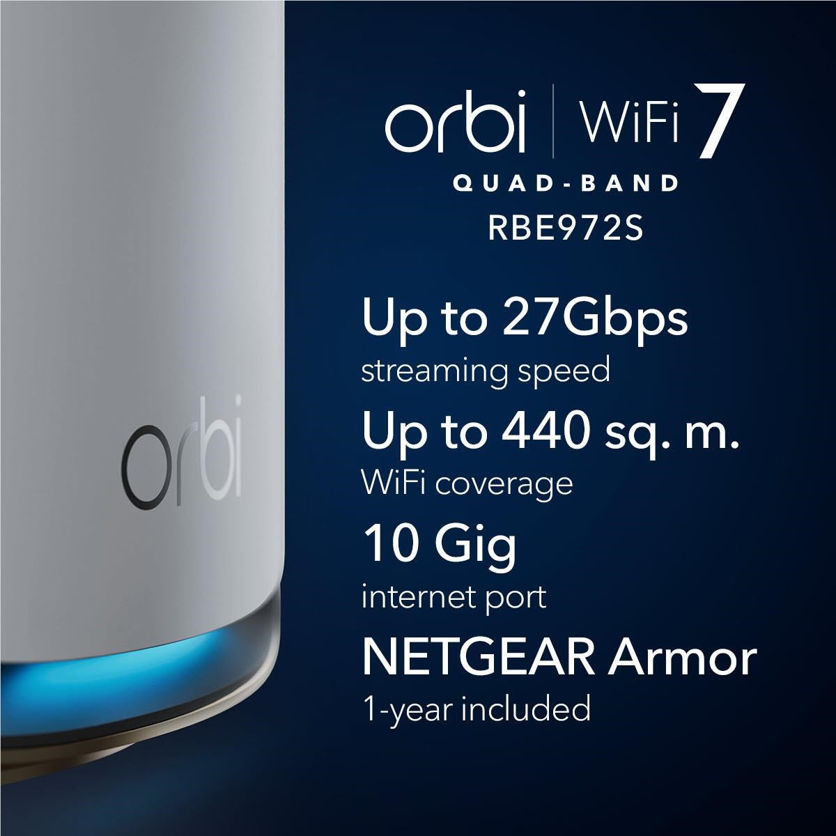 Netgear Orbi® BE27000 Quad-band Mesh Wi-Fi 7 System [2 Pack]