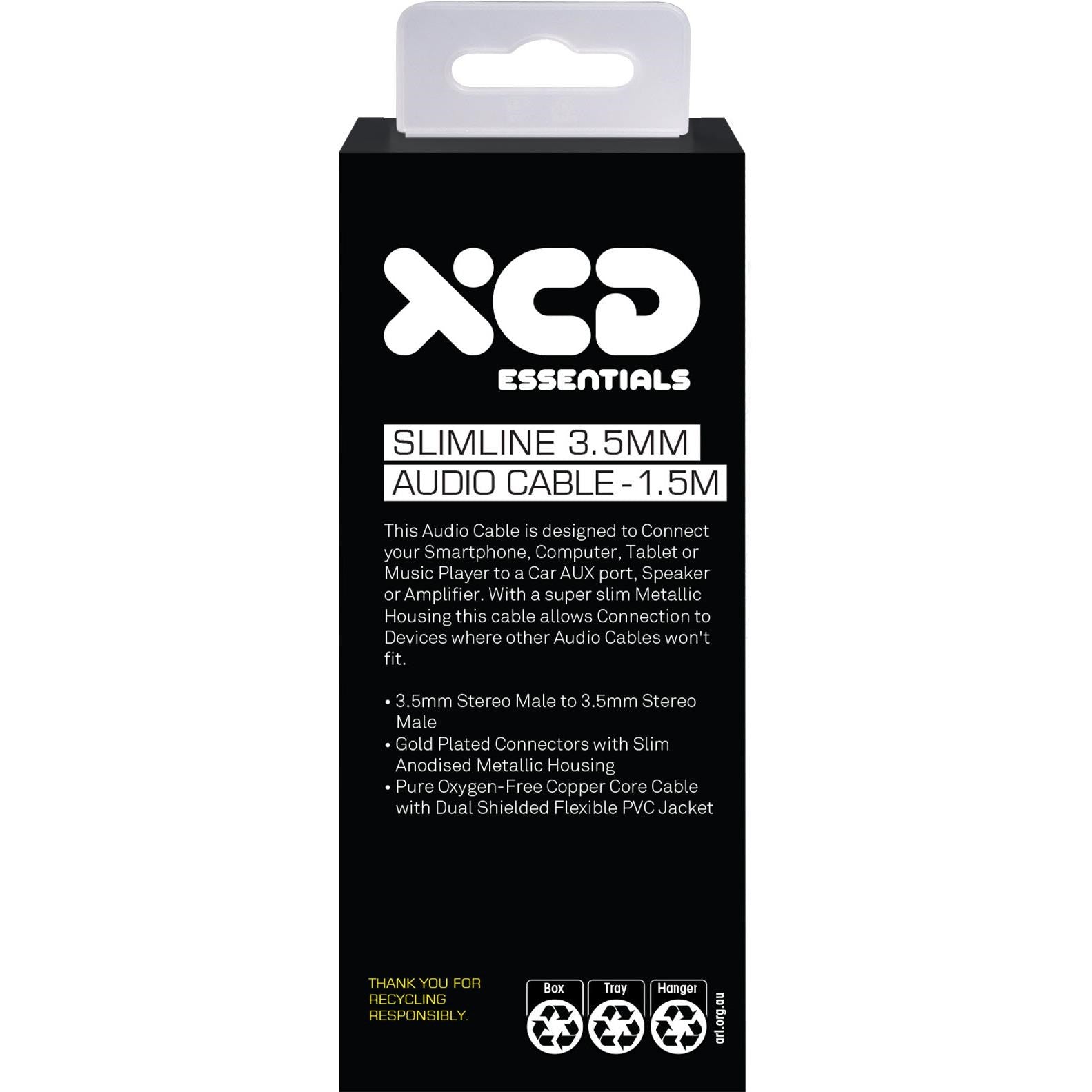 XCD Essentials Slim Head Stereo 3.5mm Audio Cable 1.5m V2