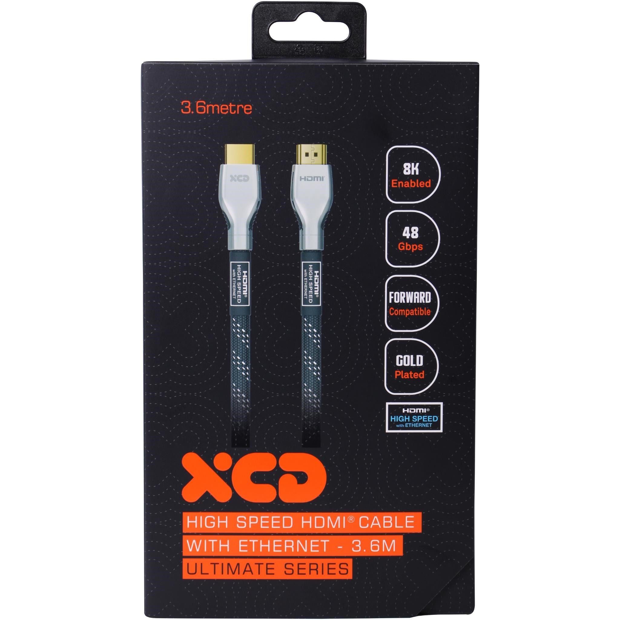 XCD Essentials Ultra High Speed Braided HDMI Cable with Ethernet 4K/8K 3.6m V2