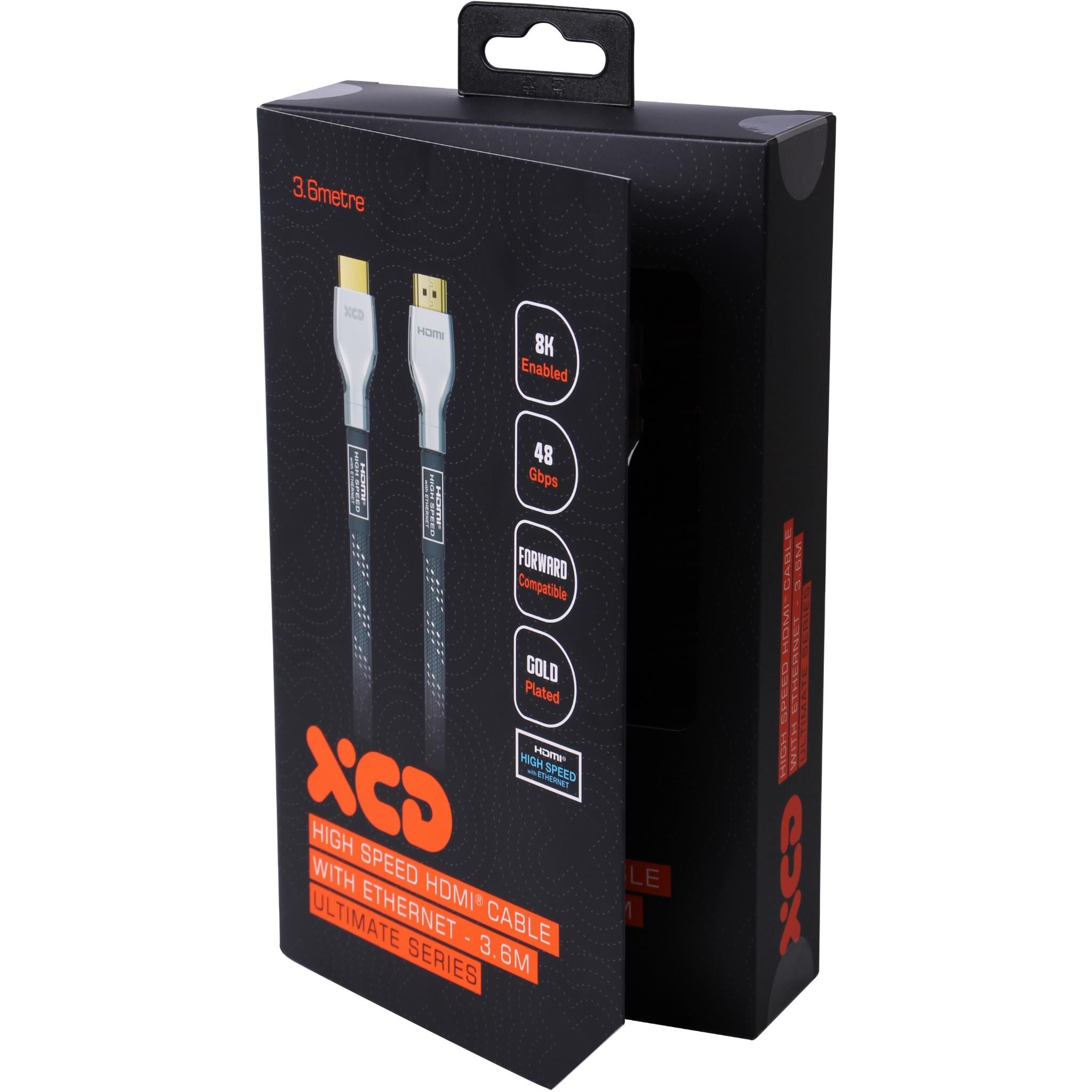 XCD Essentials Ultra High Speed Braided HDMI Cable with Ethernet 4K/8K 3.6m V2