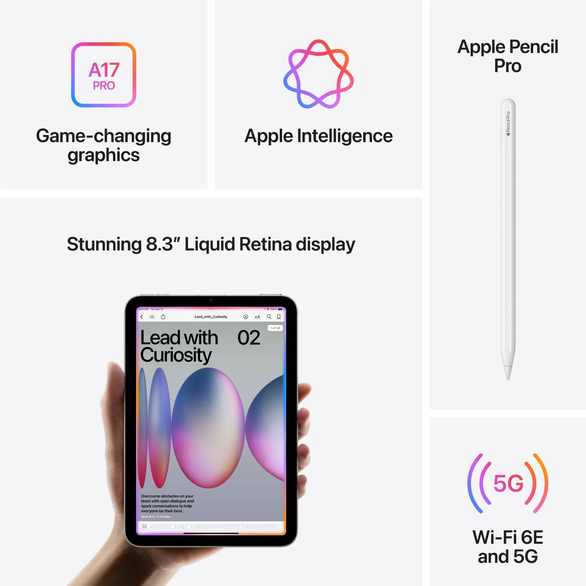Apple iPad mini 8.3-inch Wi-Fi 256GB (Starlight)[A17 Pro Chip]