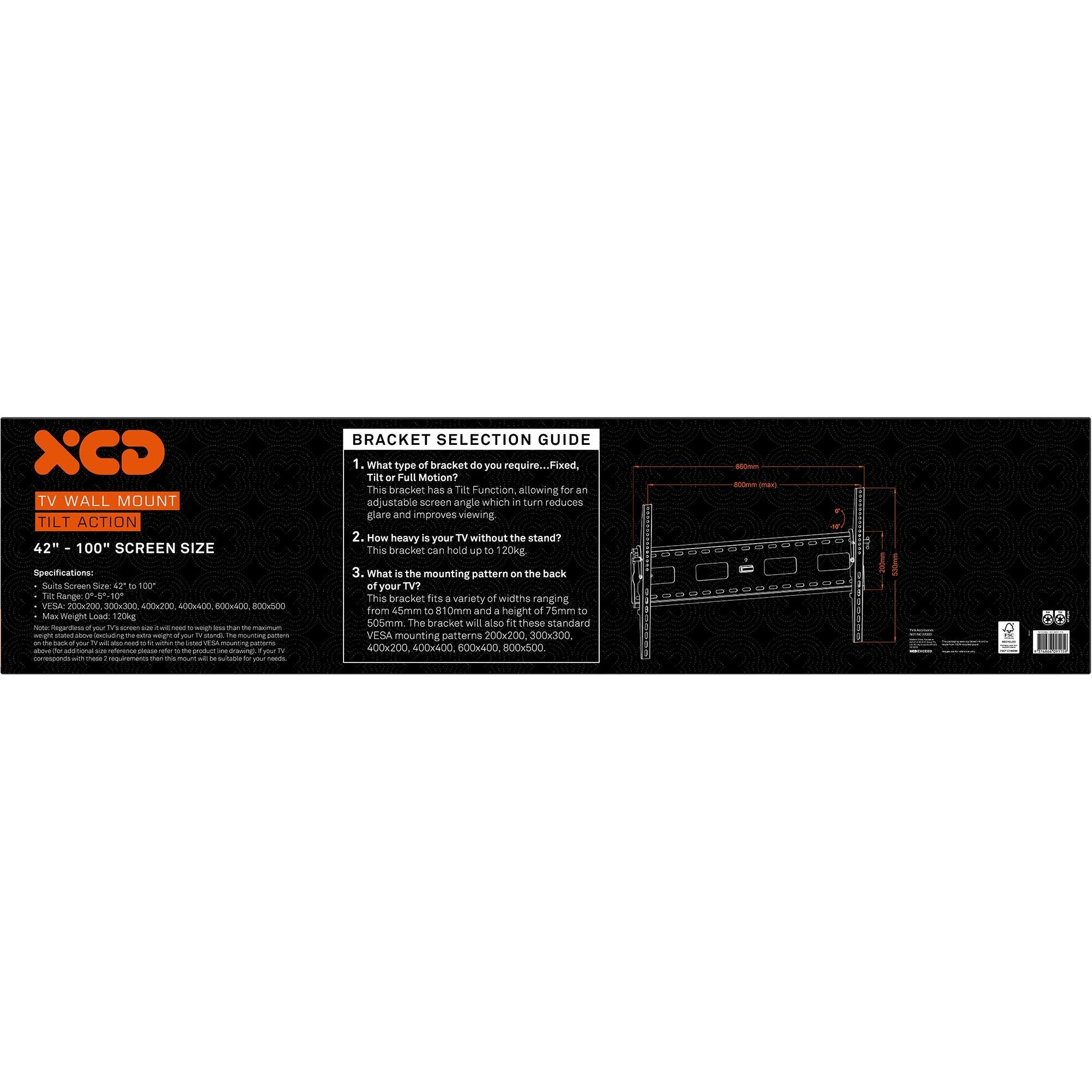 XCD Tilt Action TV Wall Mount V2 (42'-100')