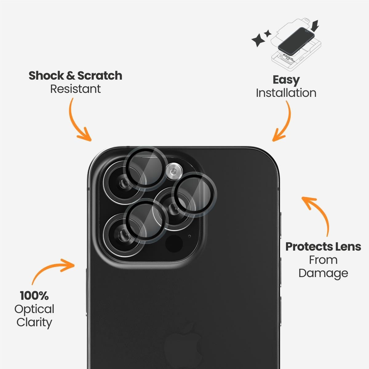 EFM Camera Lens Screen Armour for iPhone 16 Pro/16 Pro Max (Clear)