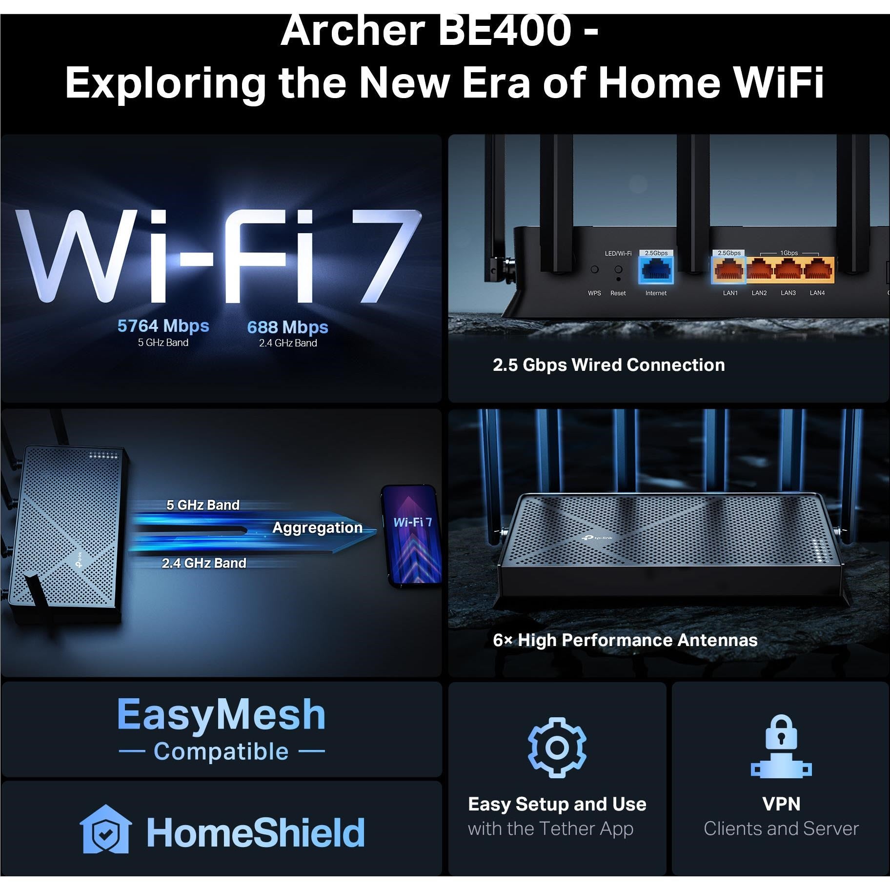 TP-Link BE6500 Dual-Band Wi-Fi 7 Router