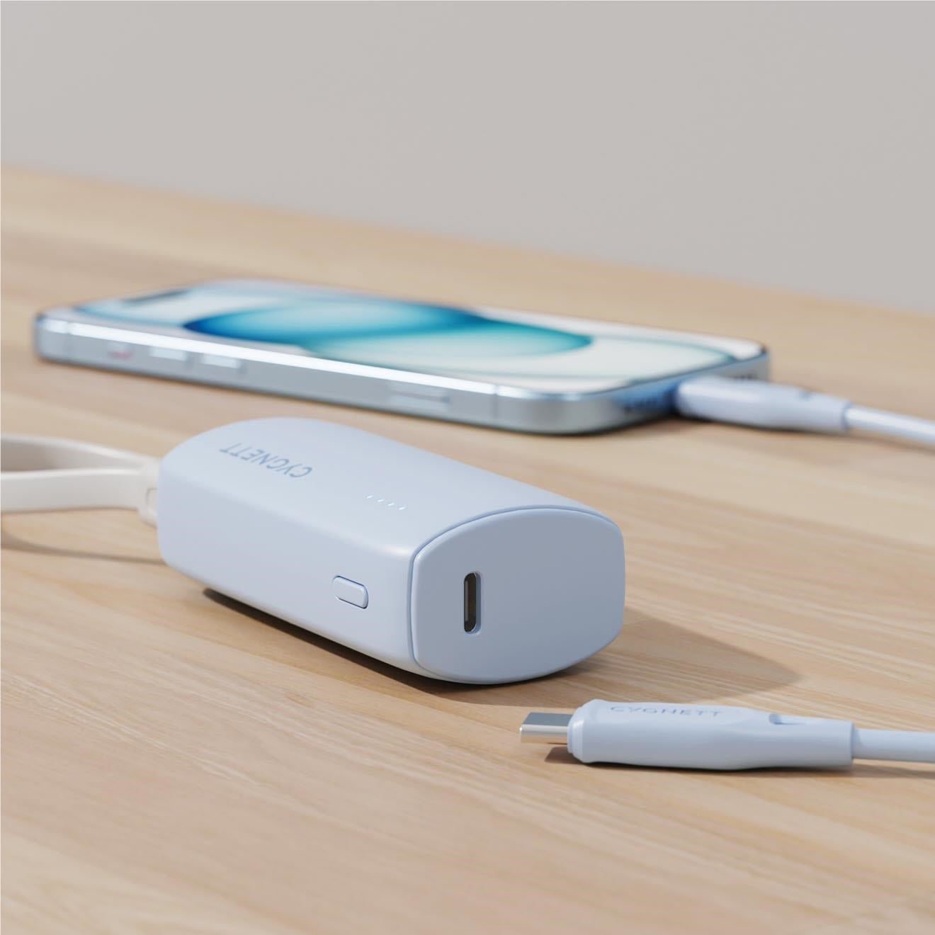 Cygnett Charge Connect 5K Power Bank with Integrated USB-C Cable (Blue)
