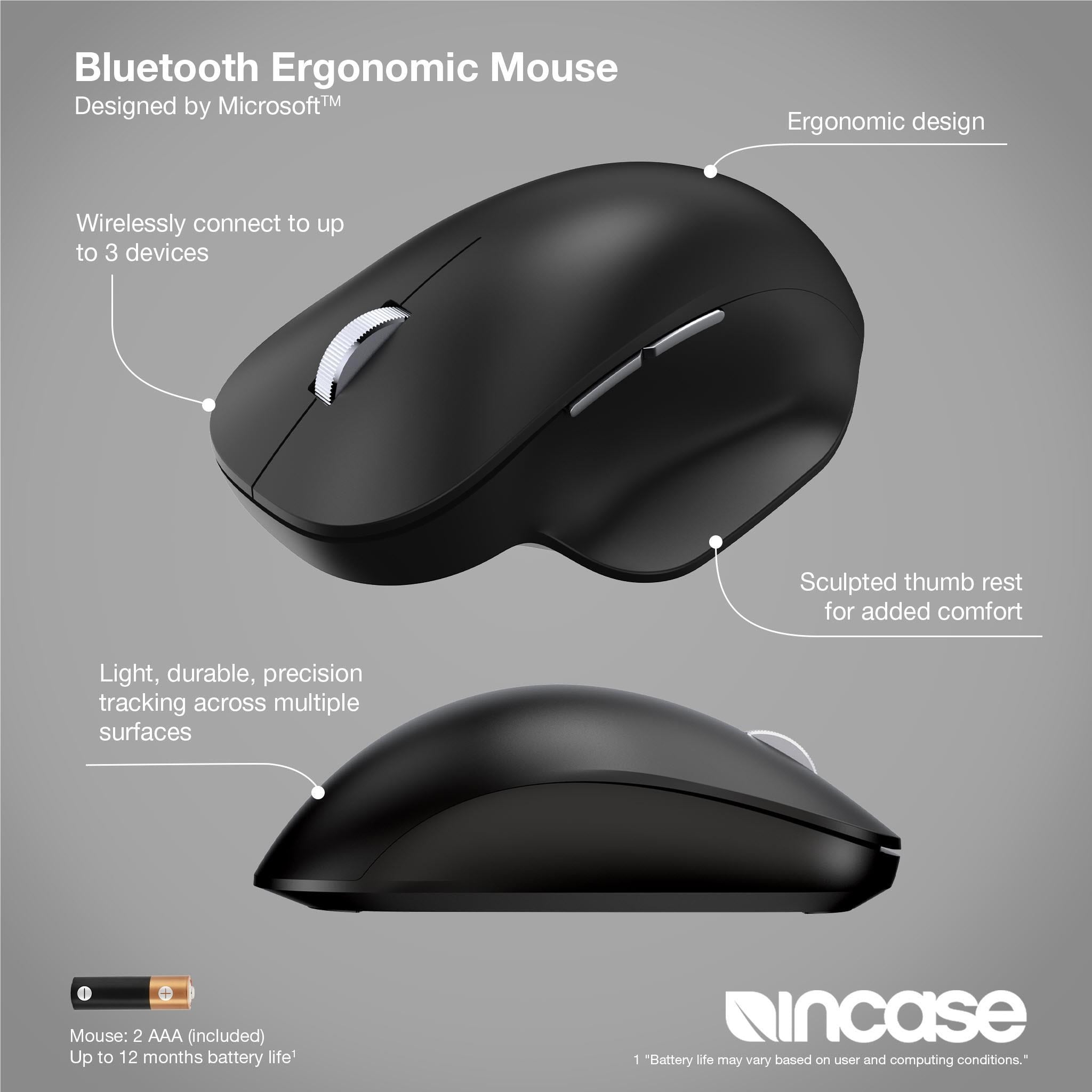 Incase Bluetooth Ergonomic Mouse Designed by Microsoft (Black)