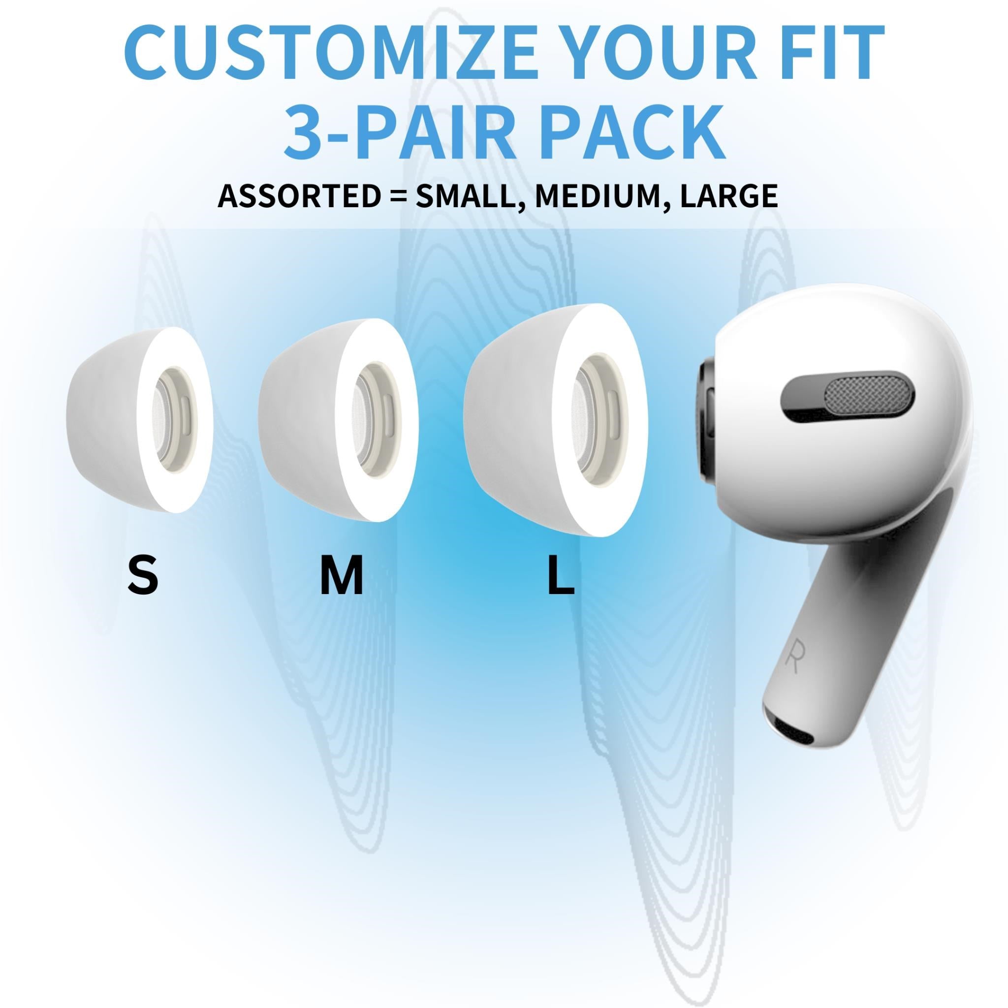 Comply Headphone Ear Tips for AirPods Pro 1 & 2 Gen (White) [Assorted]
