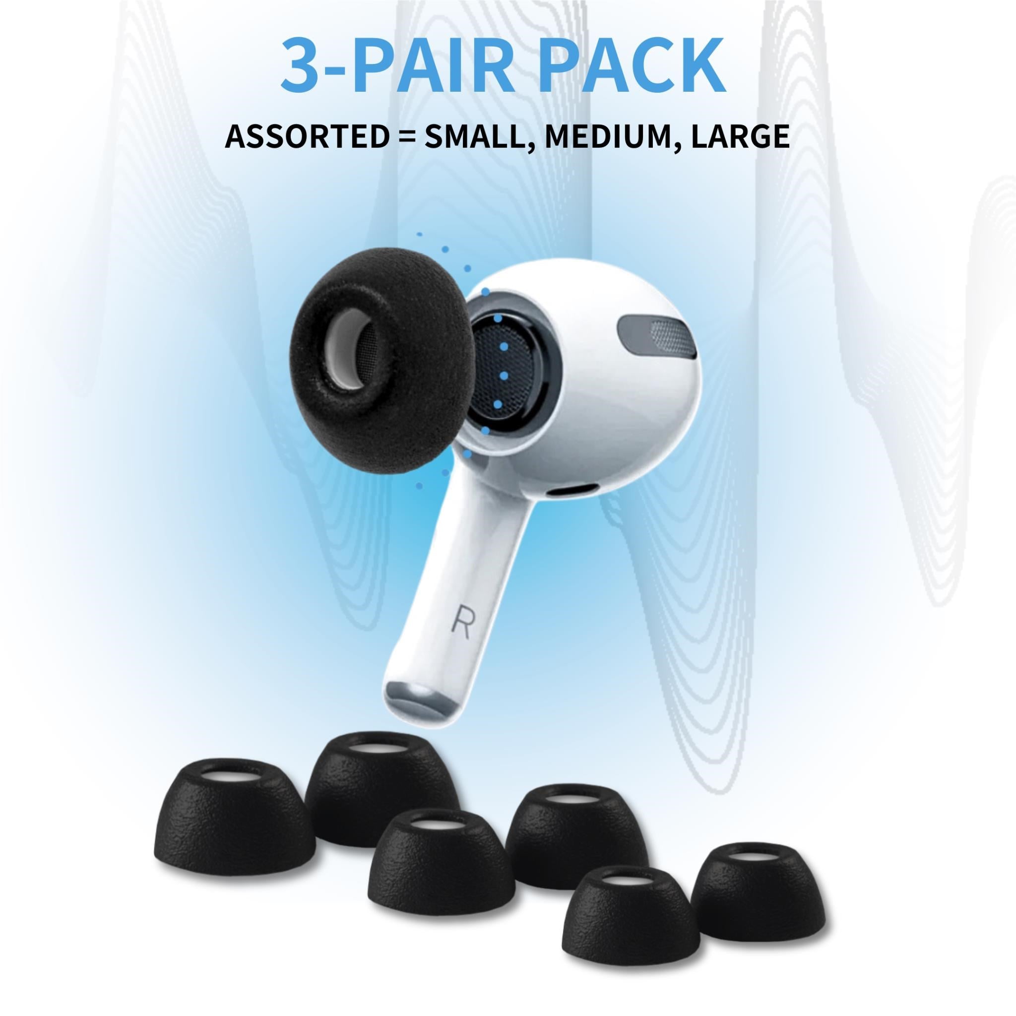 Comply Headphone Ear Tips for AirPods Pro 1 & 2 Gen (Black) [Assorted]