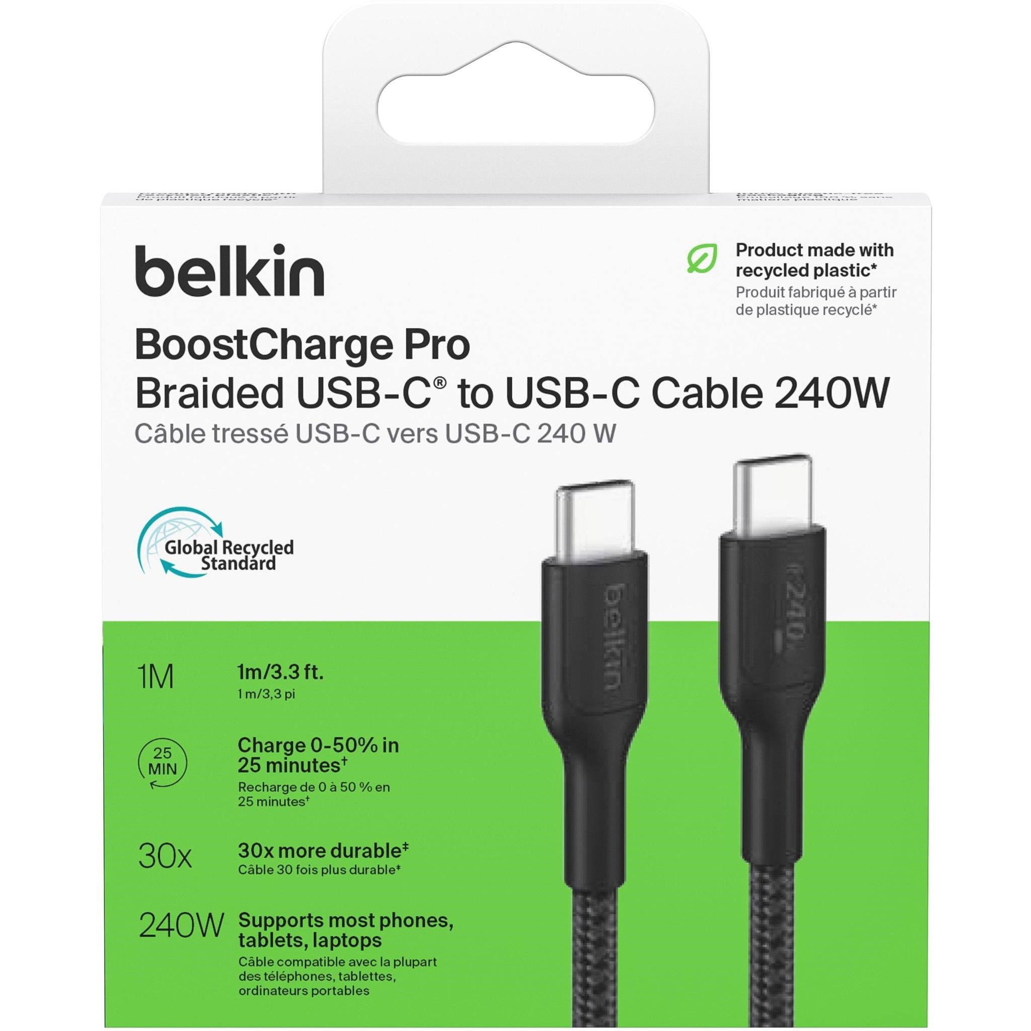 Belkin BoostCharge Pro USB-C 240W 2.0 Braided Cable 1m (Black)