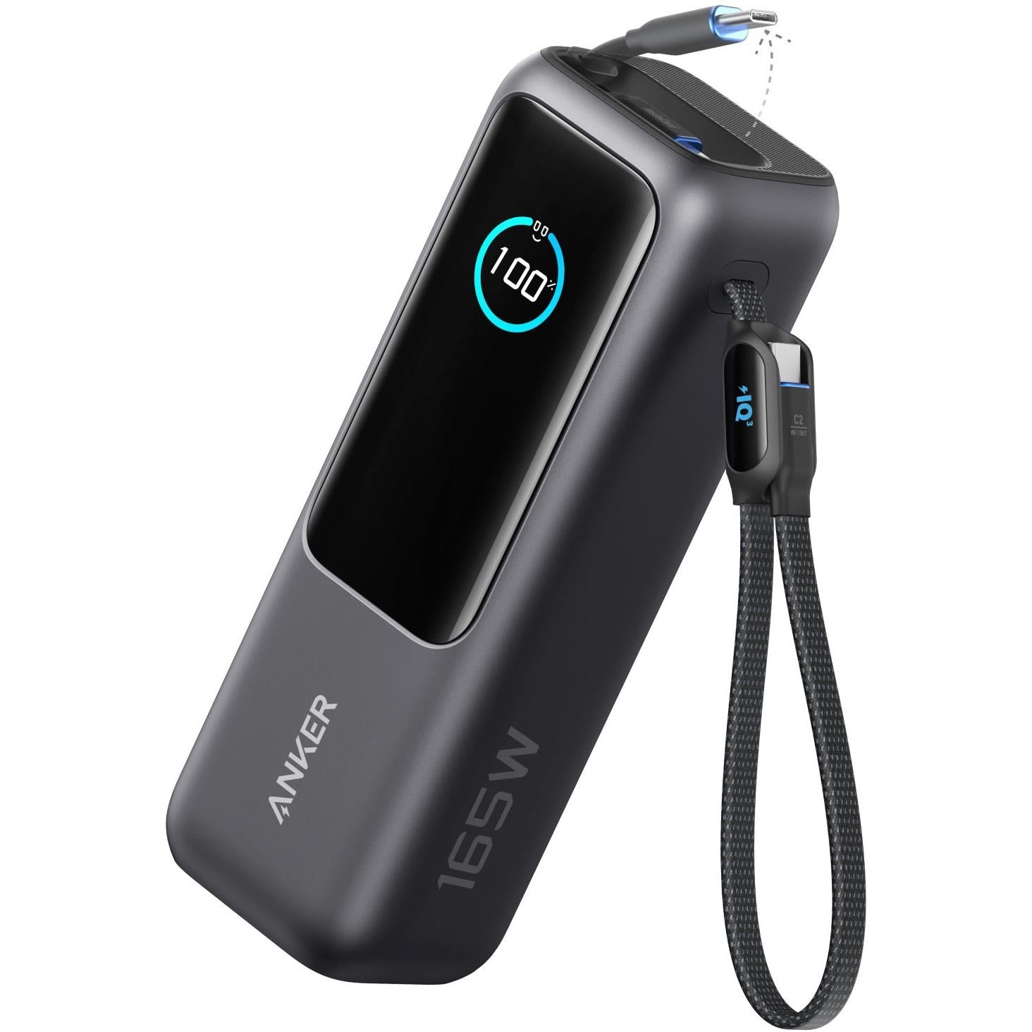Anker 25K 165W Power Bank with Built-in Retractable Cables (Black)